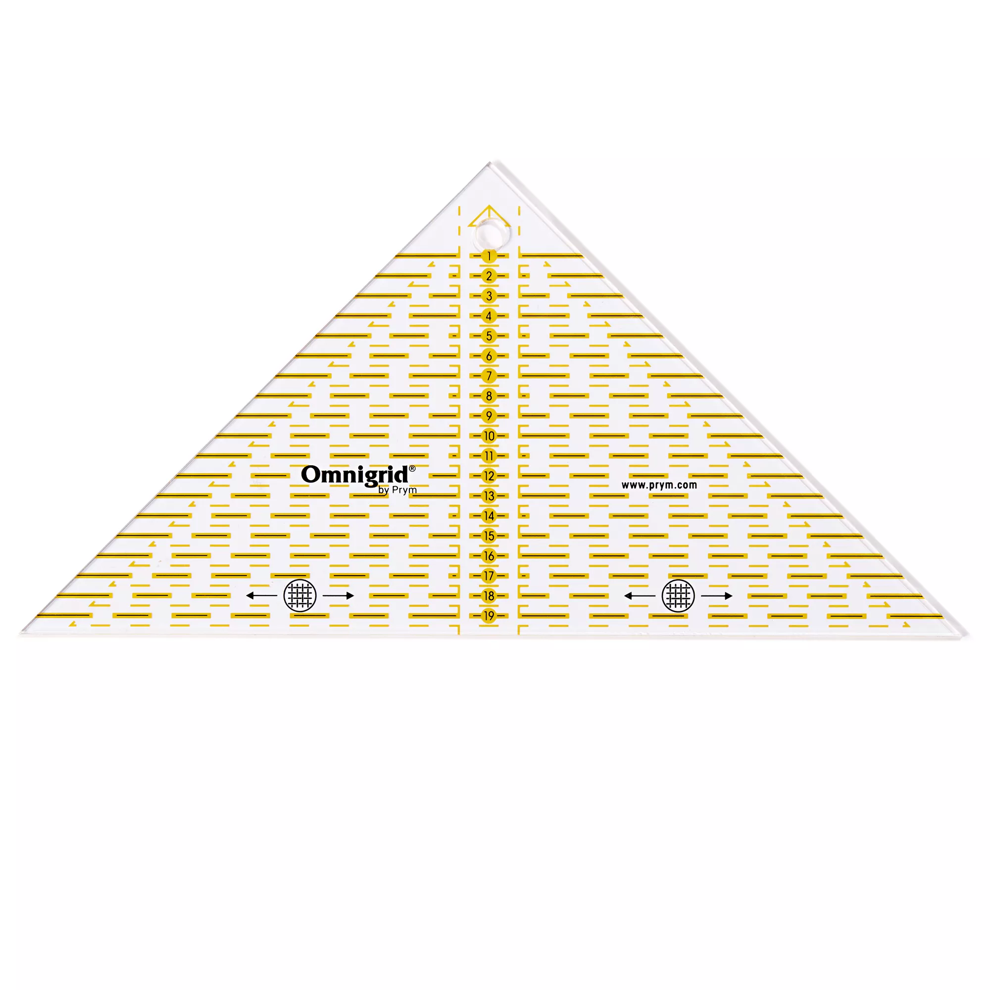 Omnigrid jaunty triangles, inch or cm scale
