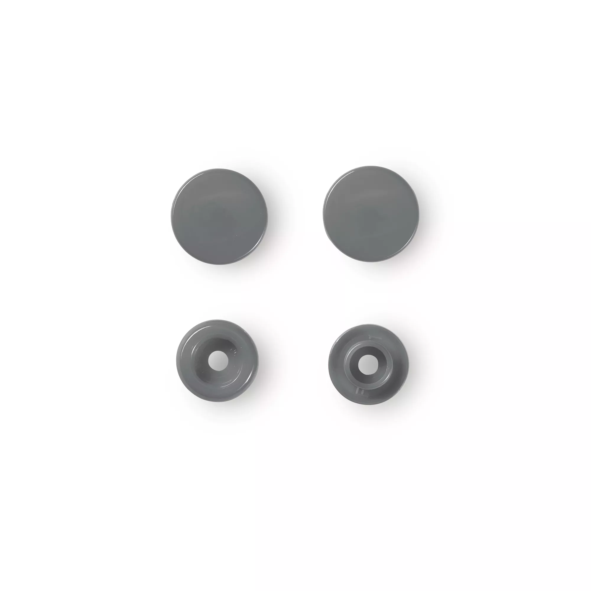 Non-sew press fasteners, Colour Snaps, round, 12.4mm, silver grey