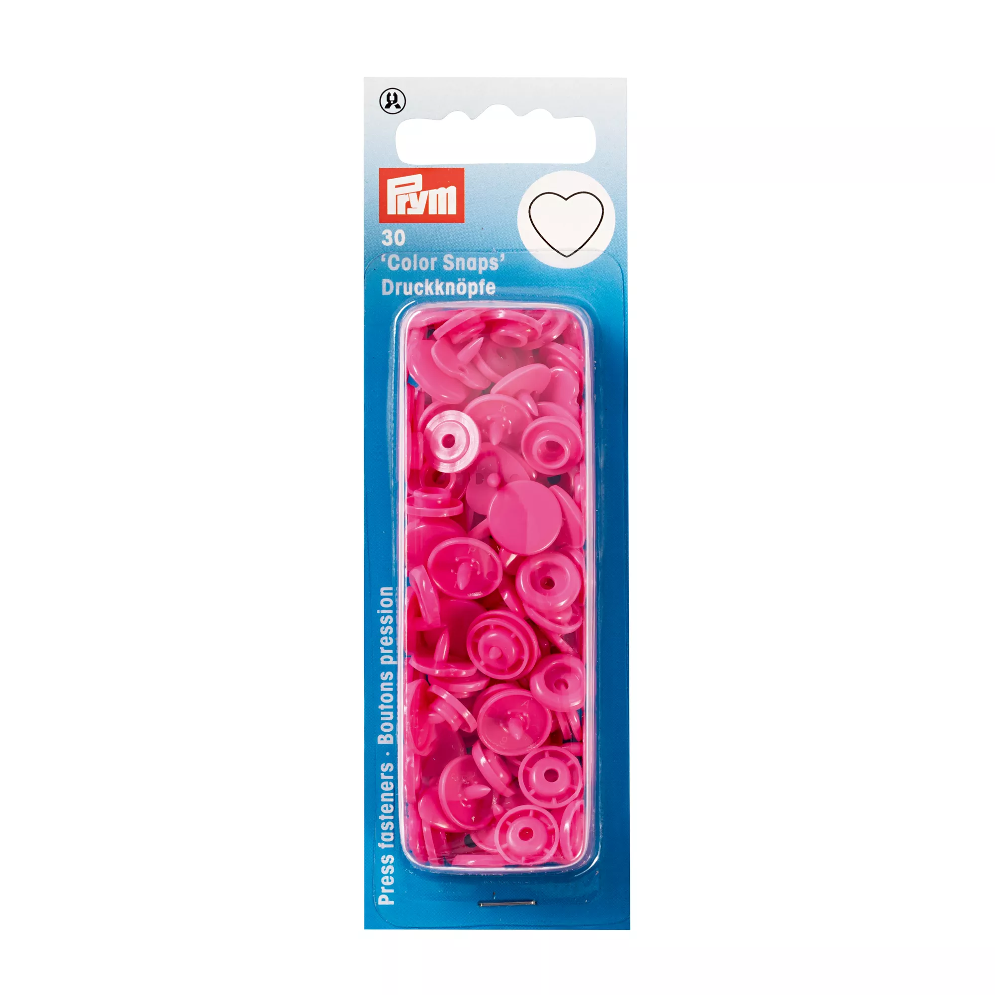 Non-sew press fasteners, Colour Snaps, Heart, pink