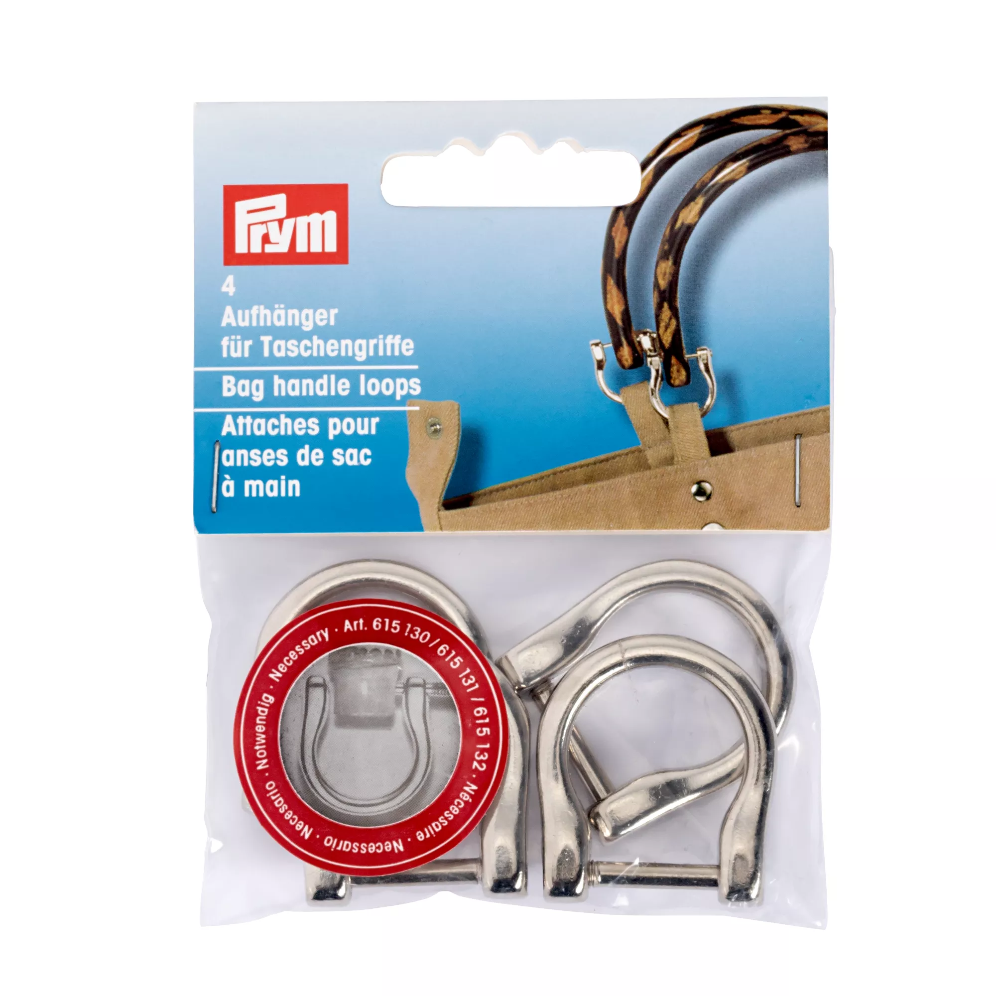 Bag handle loops, 18mm, silver-coloured