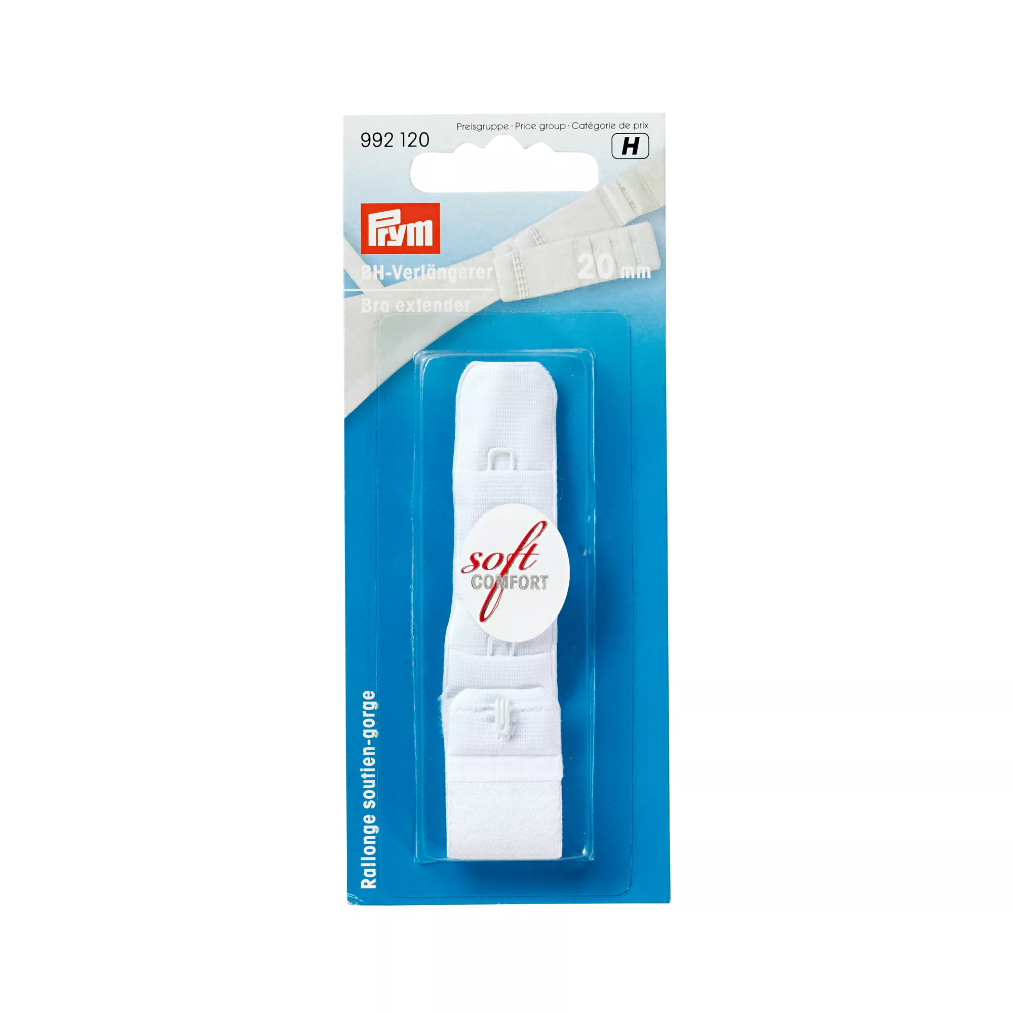 Bra extender, 3x1 hook, 20mm, white