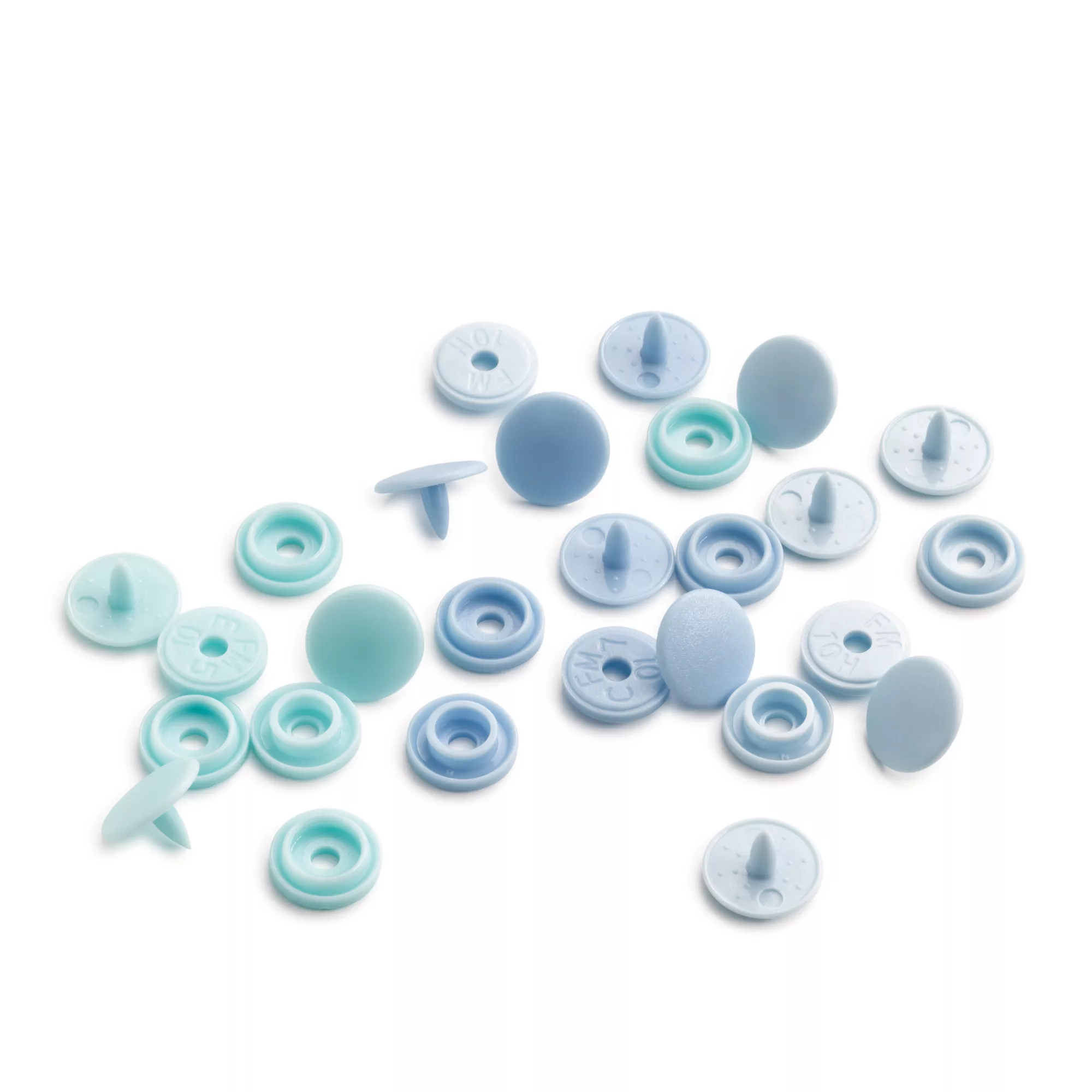Press fasteners Color Snaps Mini, Prym Love, 9 mm, in shades of light blue
