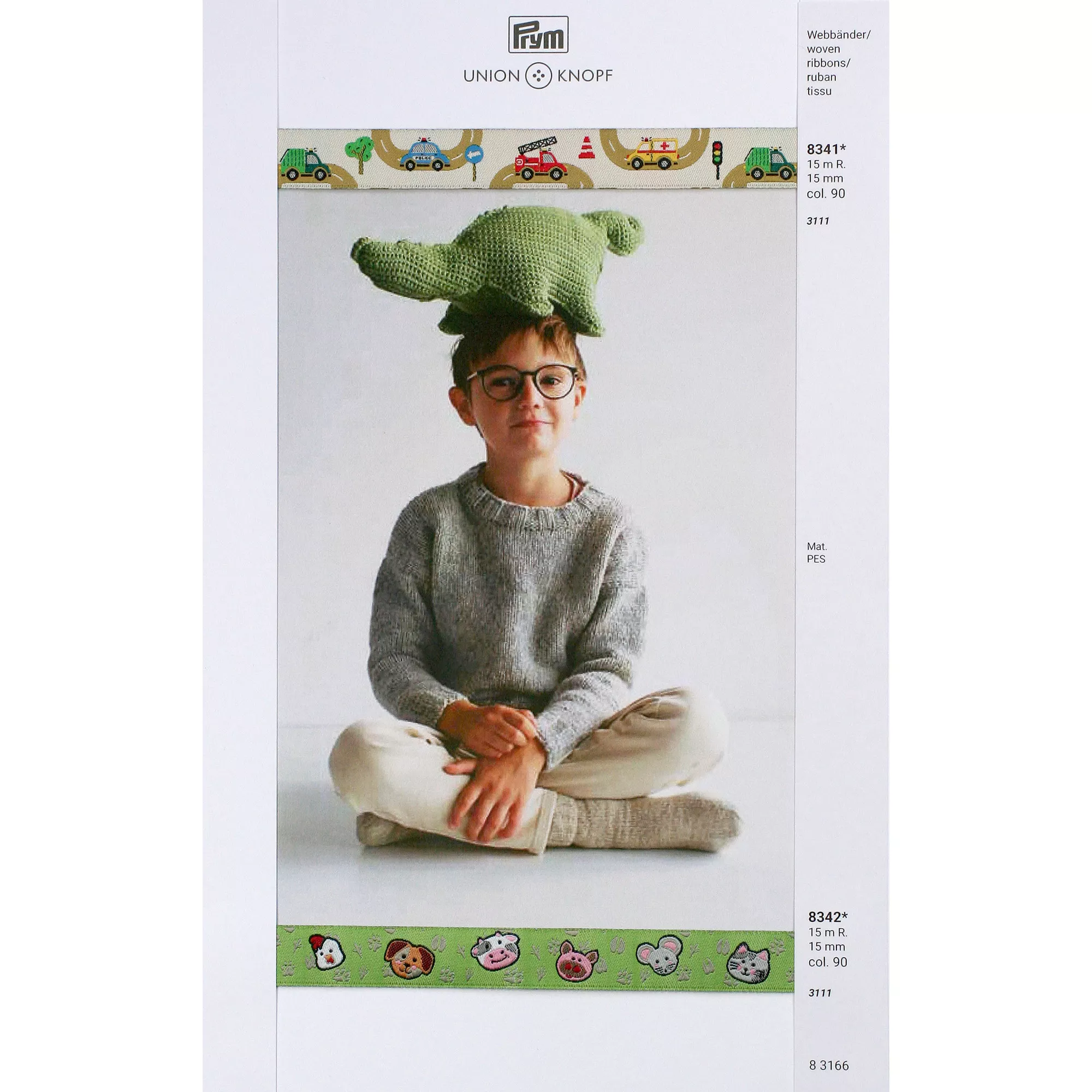 Jacquard braid Animals, 23mm, multicoloured