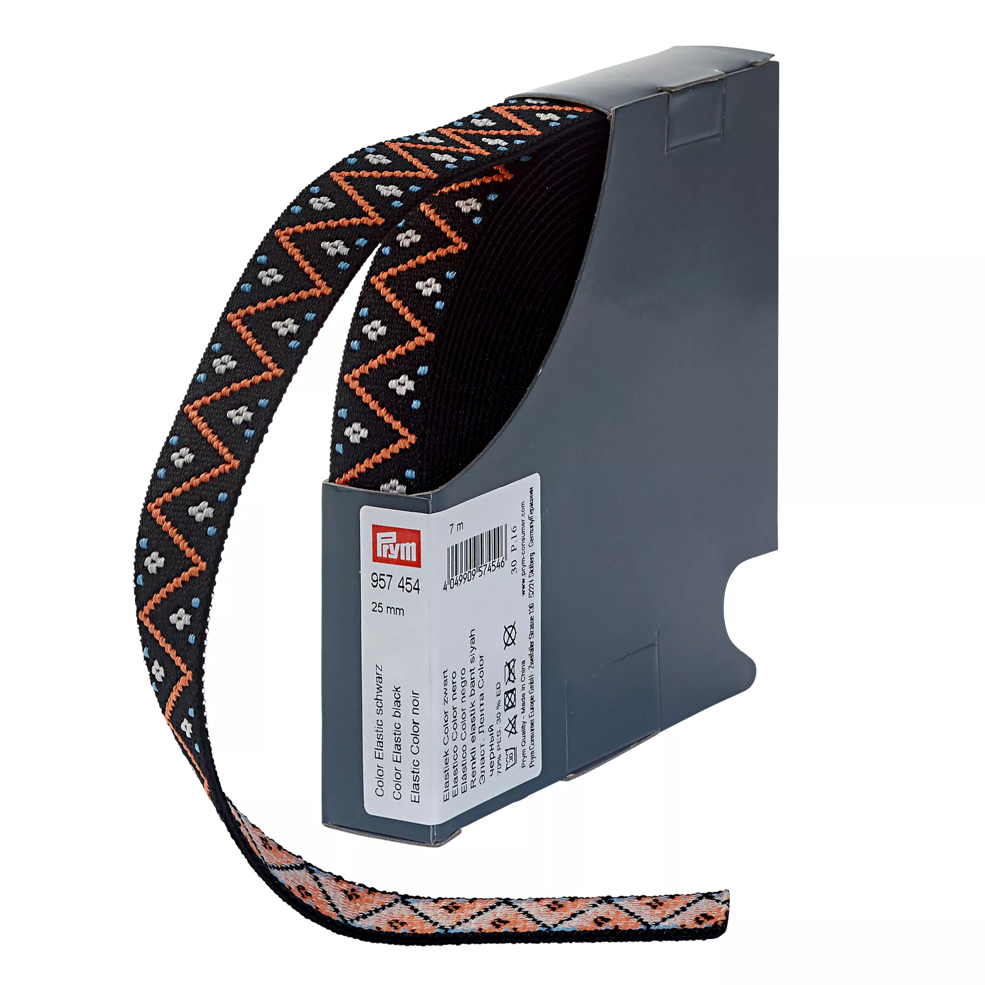 Color elastic, 25mm, serrated black