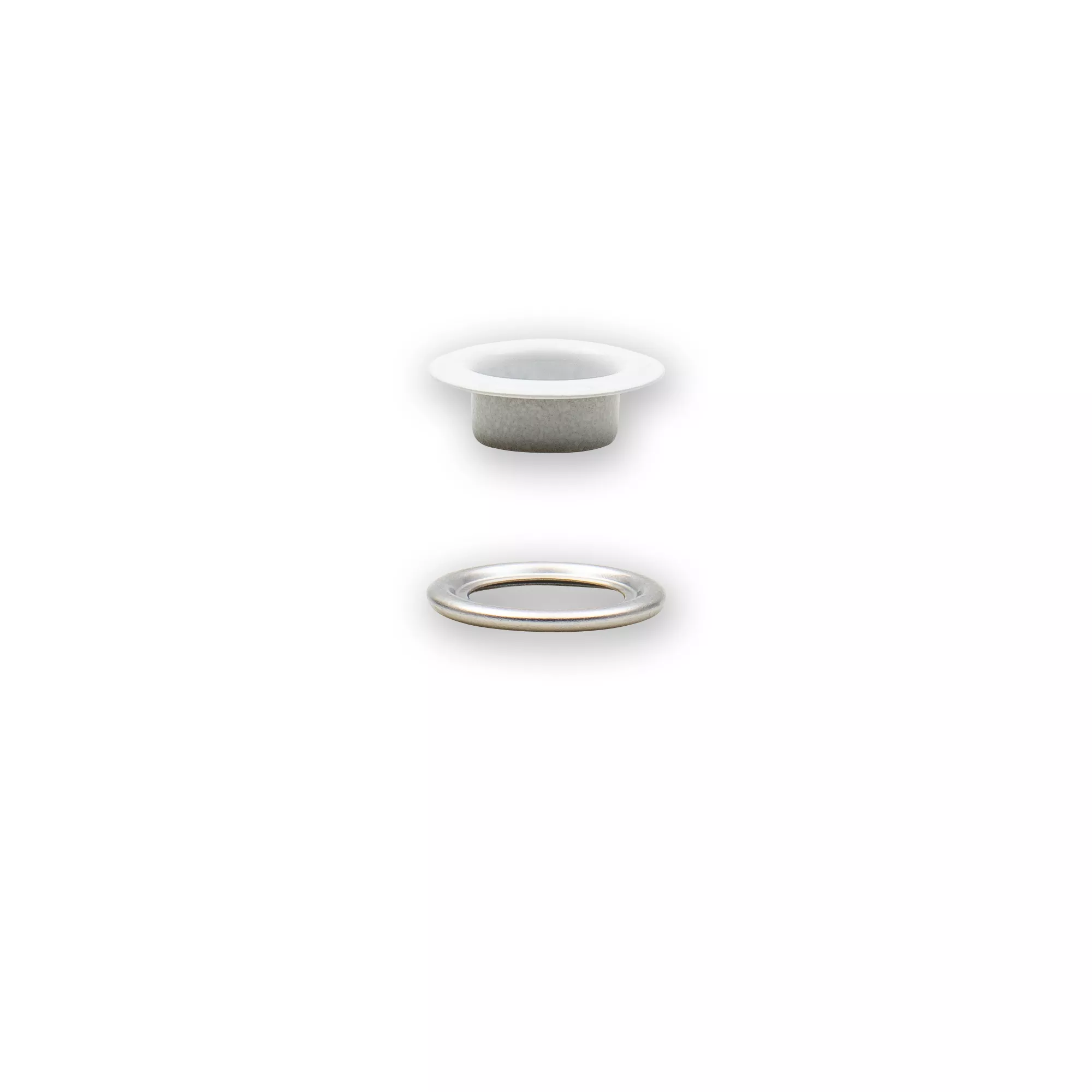 Occhielli con rondelle, 11mm, bianco/argento