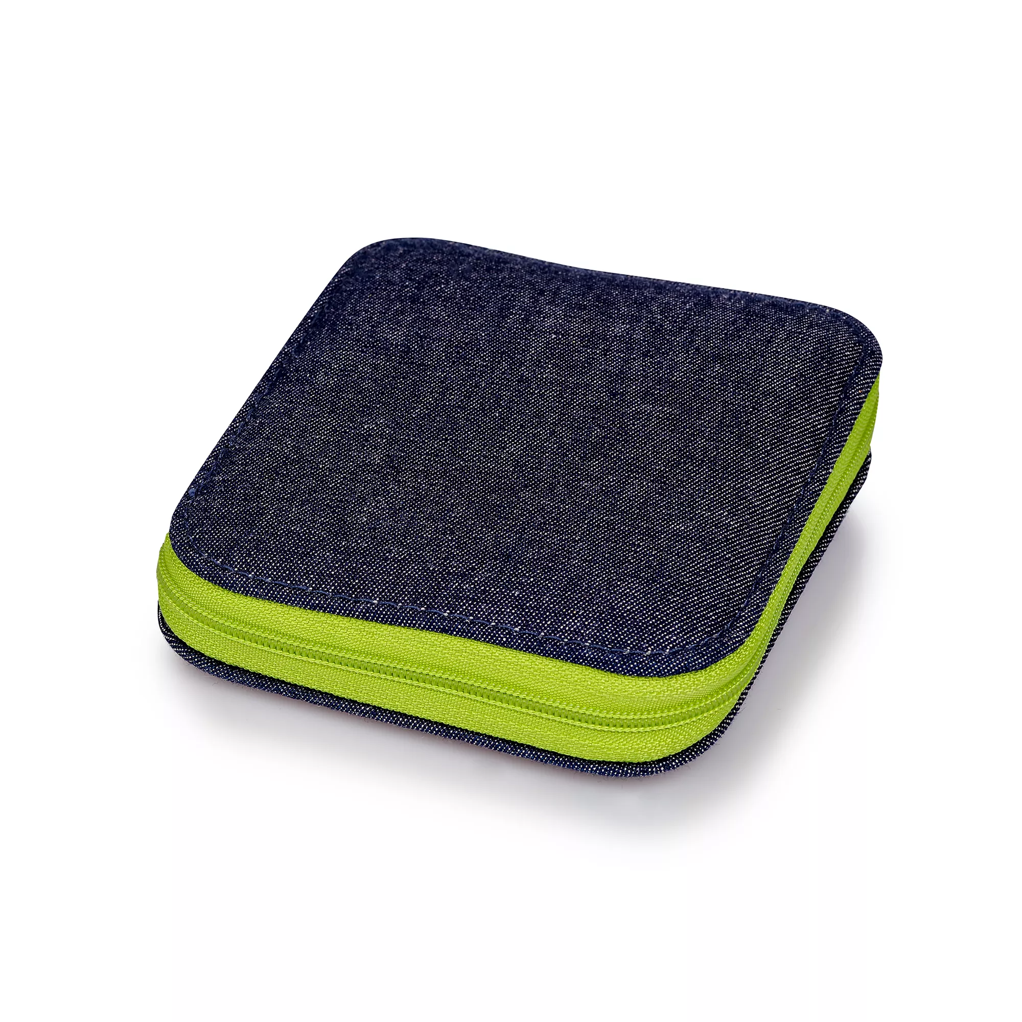 Sewing accessories kit, denim, green zip fastener