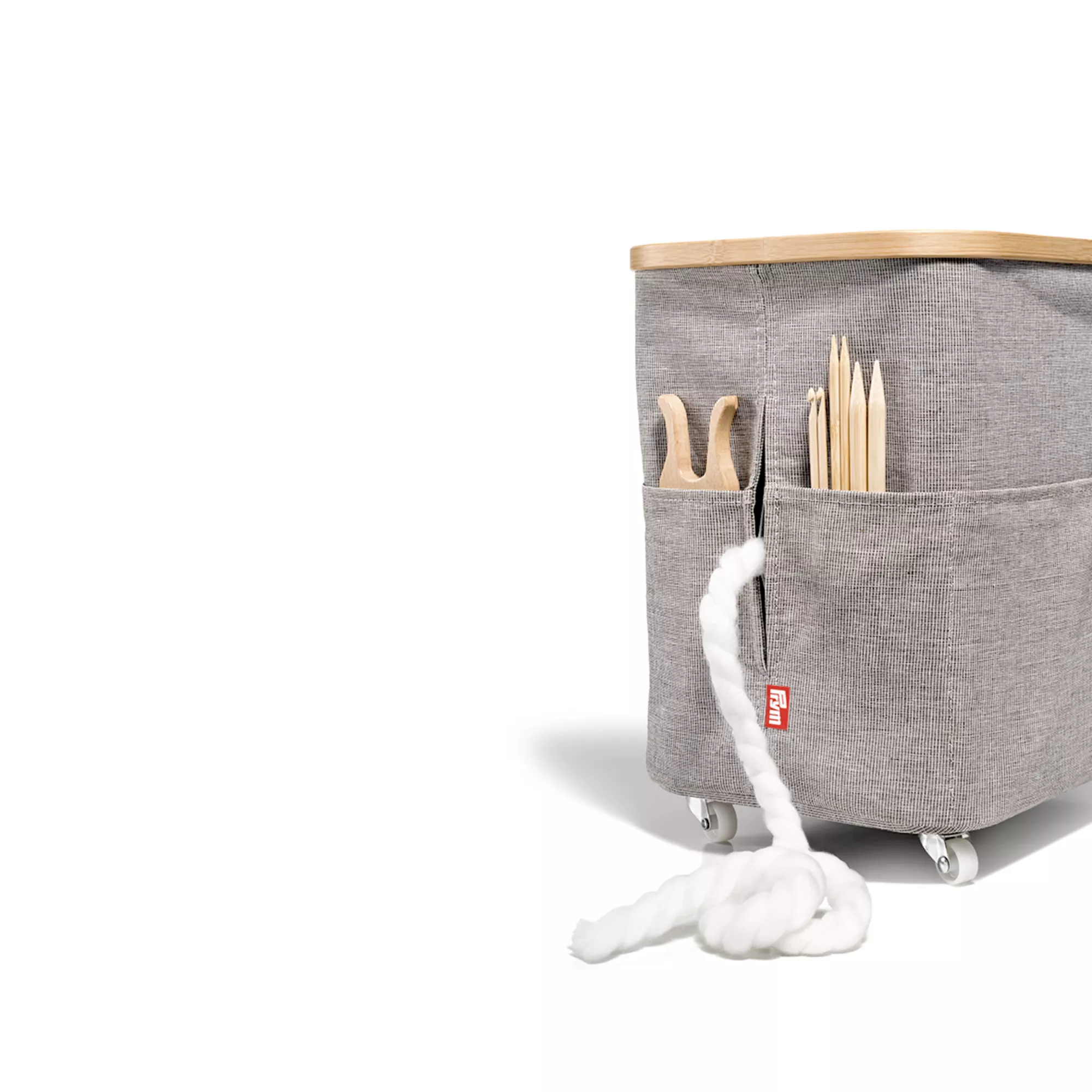 Fold & Store Box Multi, Canvas & Bamboo, foldable with castors