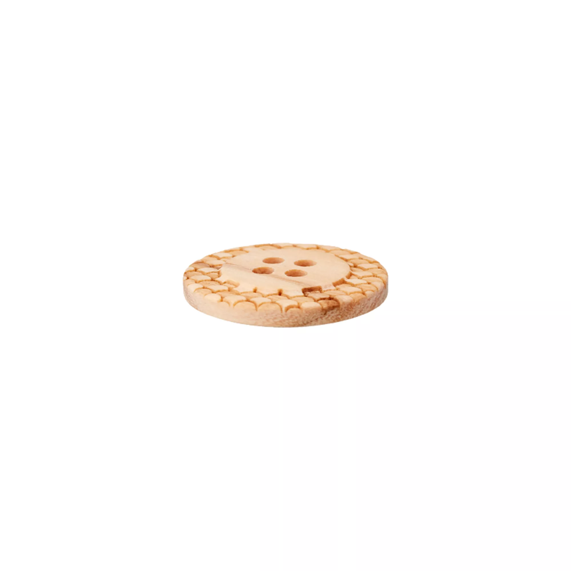 Bouton bois 4-trous, 15mm, beige