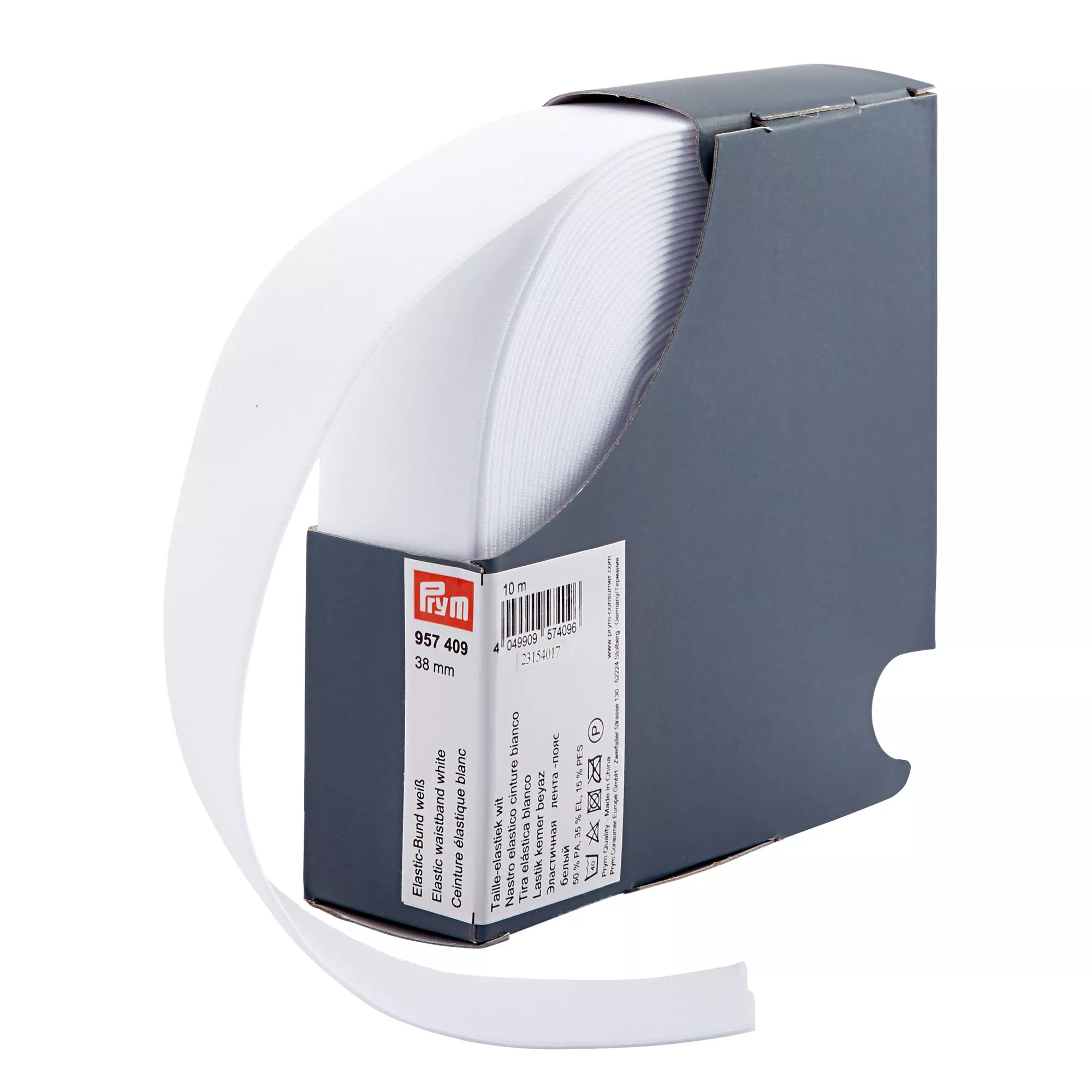 Elastic waistband, 38mm, white