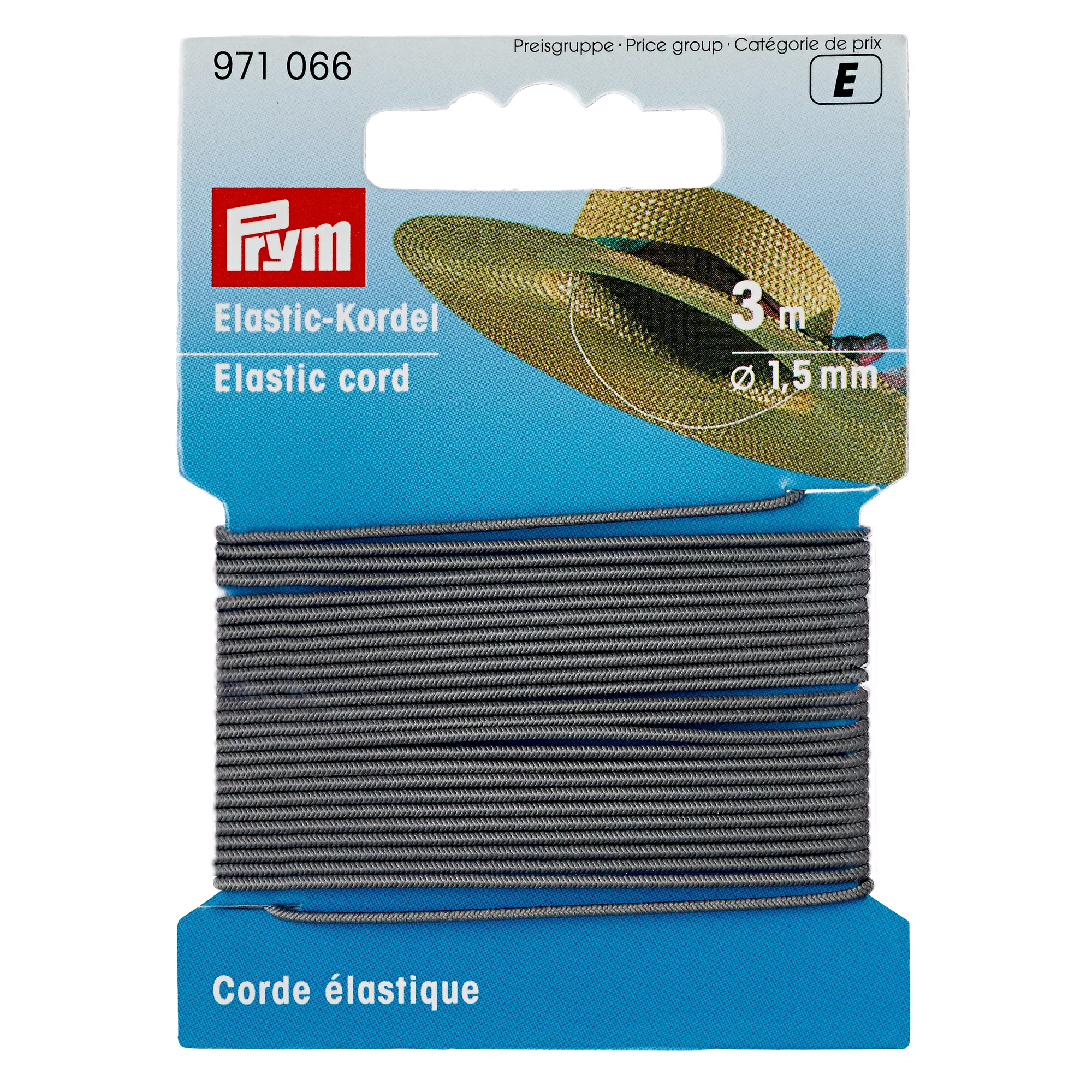 Cordoncino elastico, 1,5mm, grigio chiaro, 3m