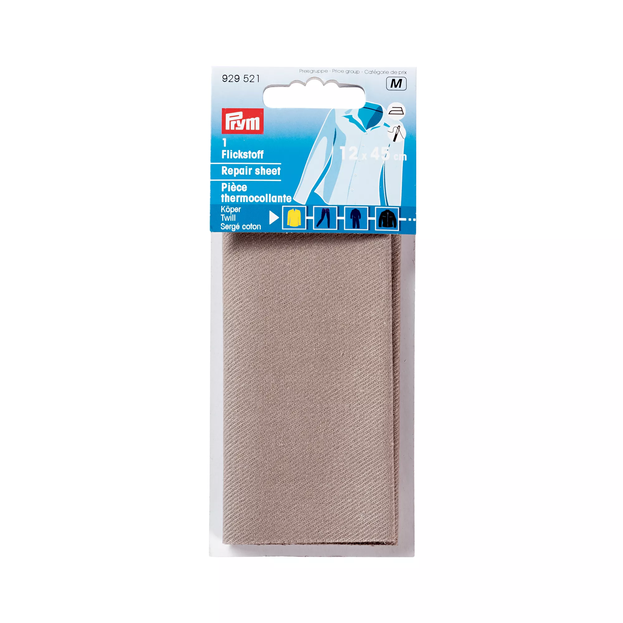 Pièce thermocollante, sergé, thermocollant, 12 x 45cm, gris