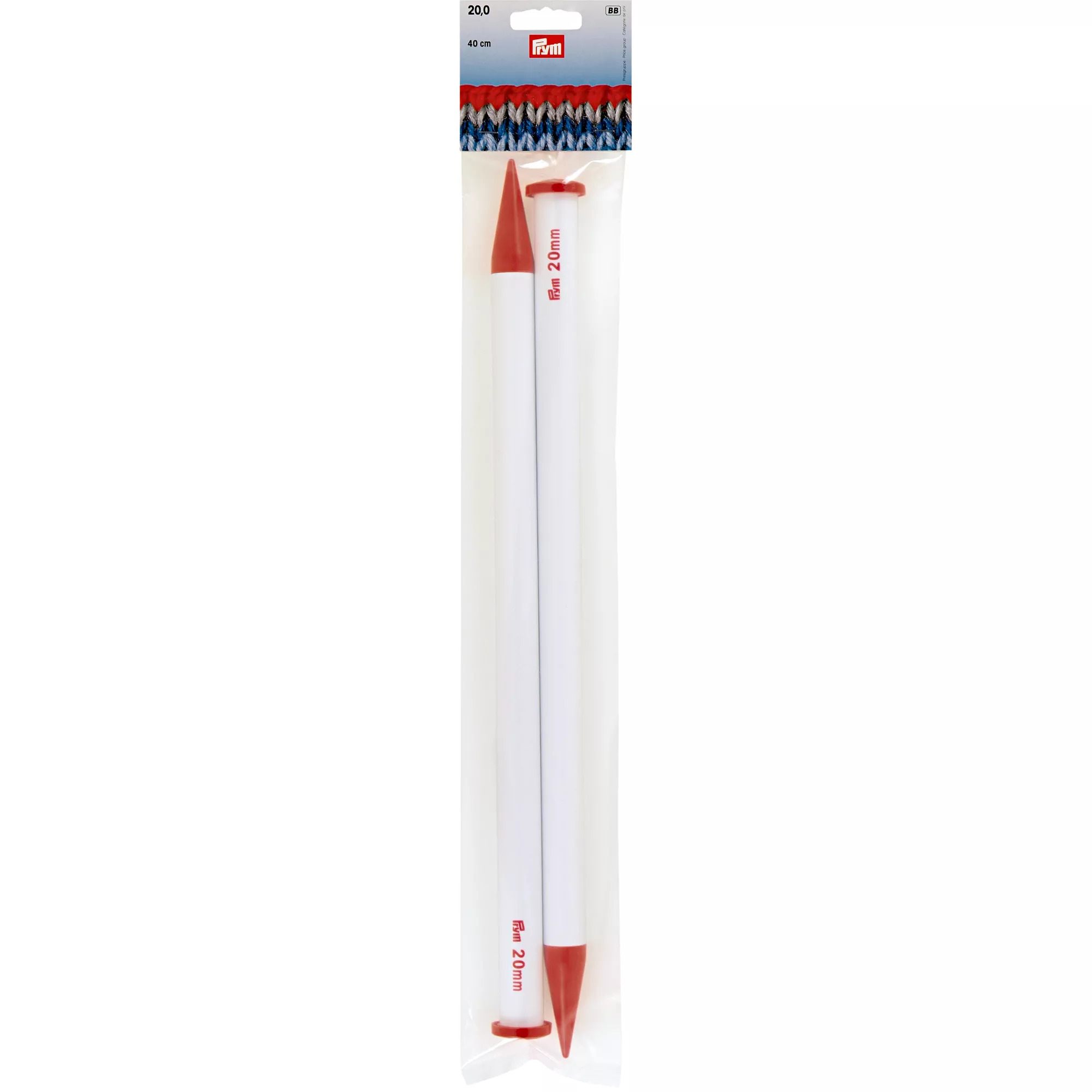 Single-pointed knitting needles, plastic, 40cm, 20.00mm, coloured