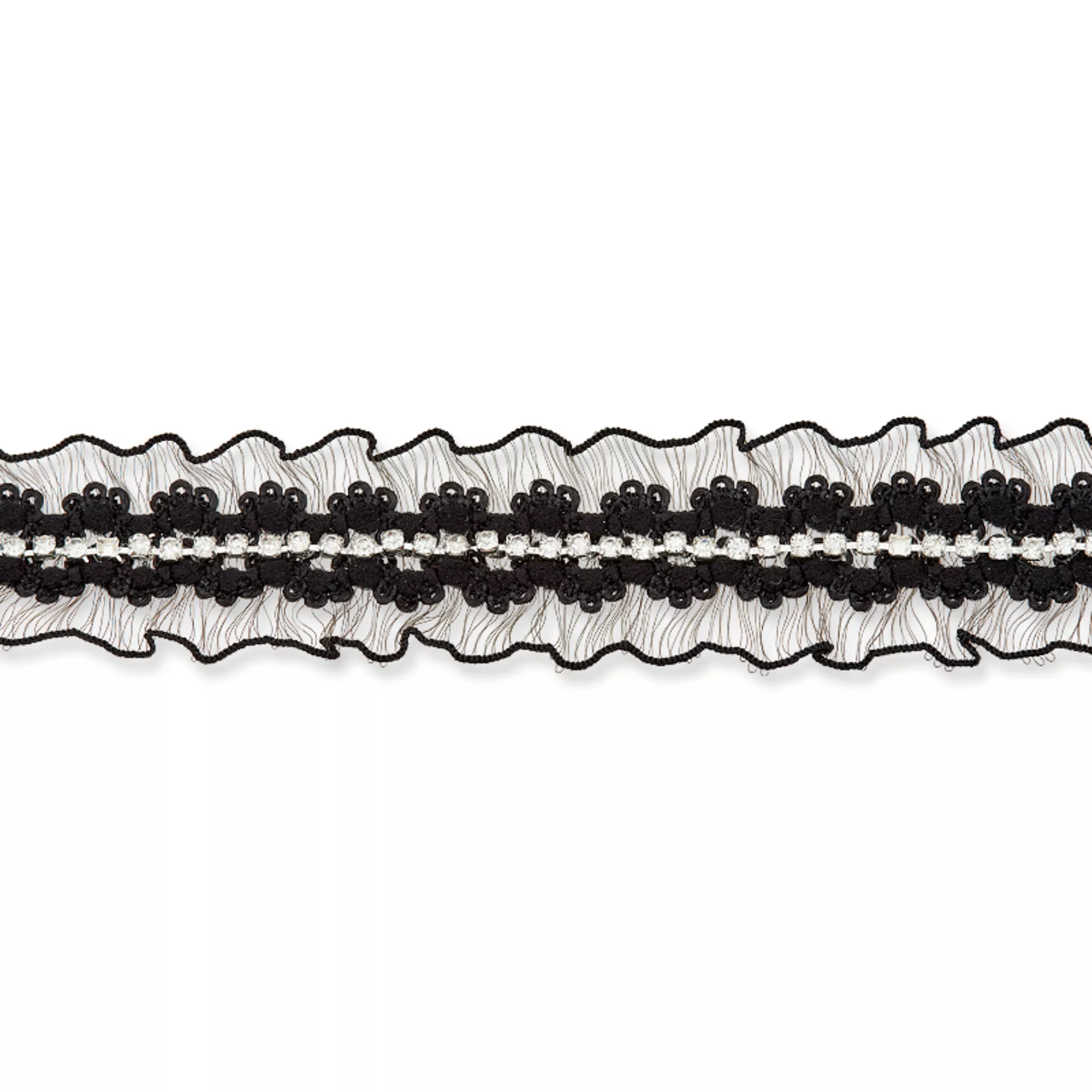 Elastic frill with rhinestones