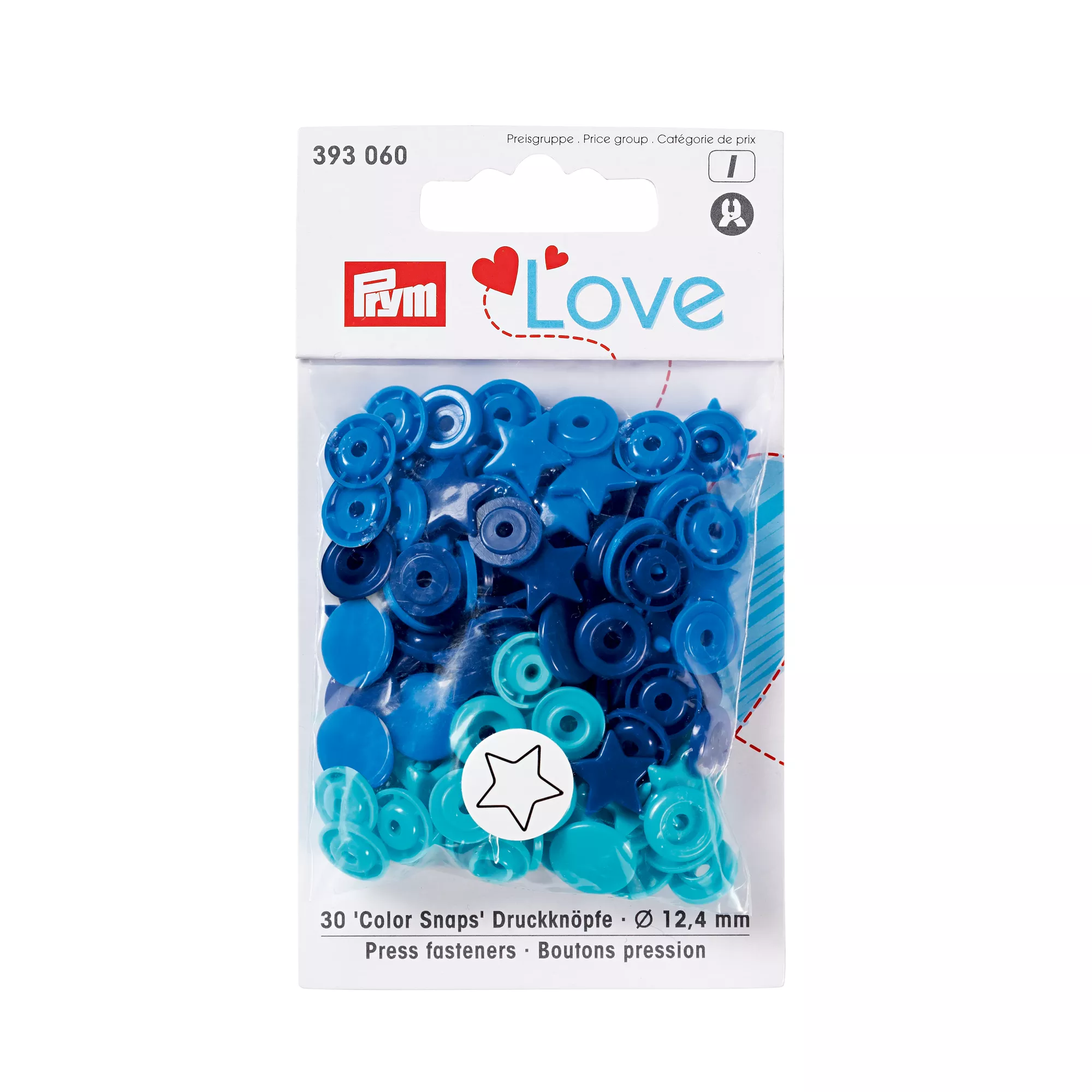 Bottoni a pressione Color Snaps, Prym Love, stella, 12,4mm, blu/turchese/inchiostro