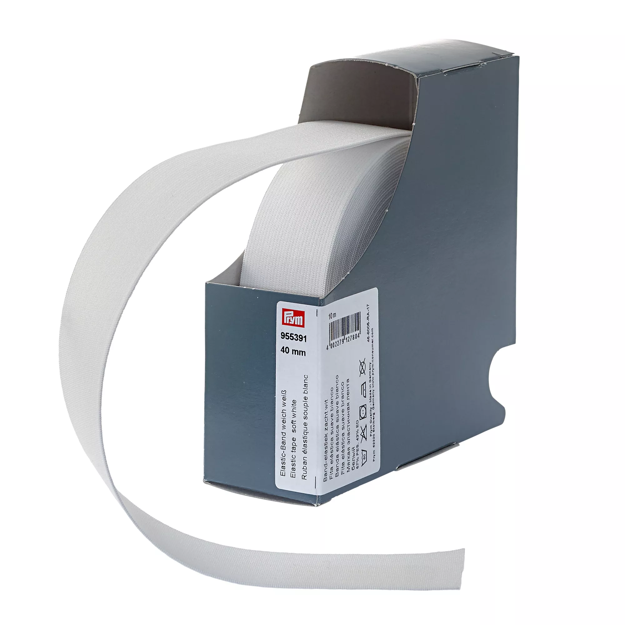 Nastro elastico soffice, 40mm, bianco, 10m