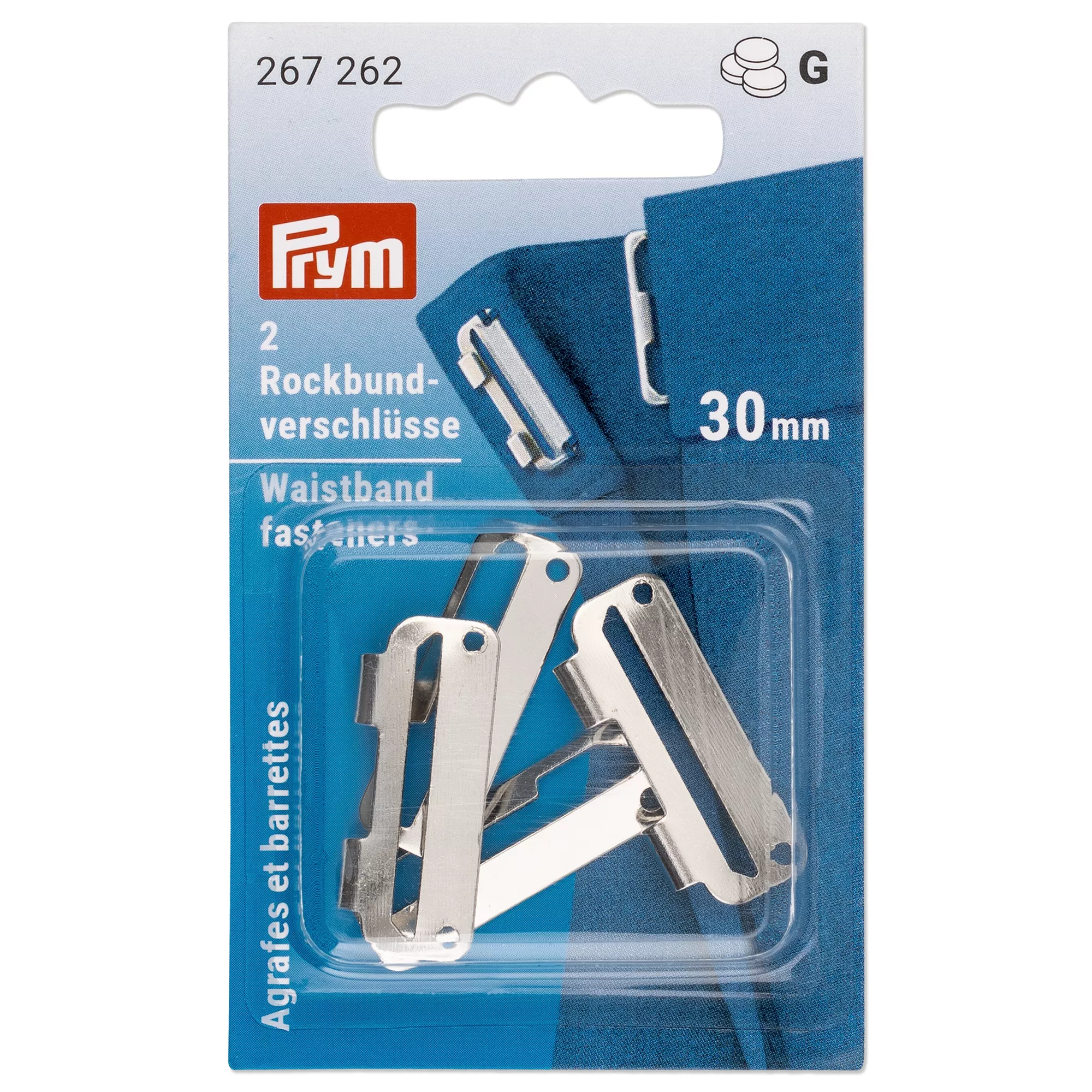 Skirt hooks and bars, 30mm, silver-coloured