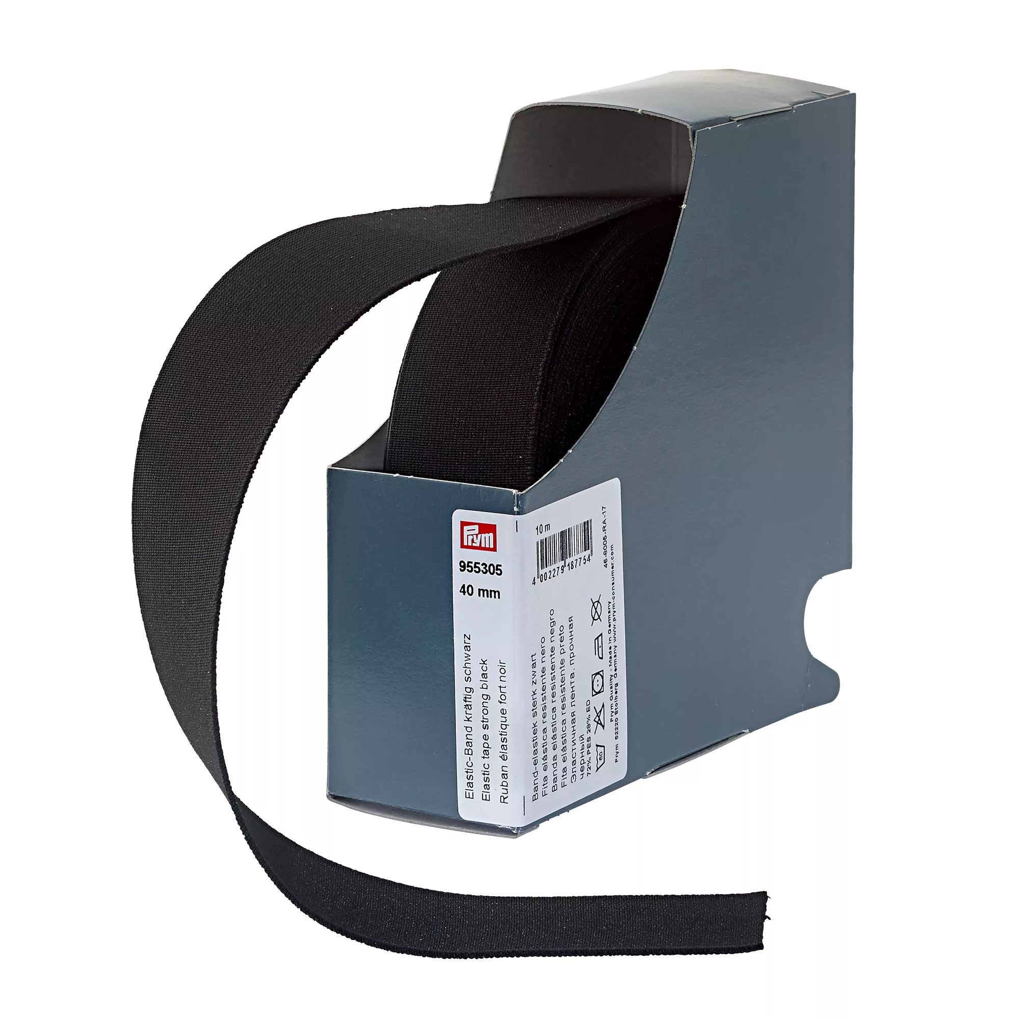 Elastic tape, strong, 40mm, black, 10m