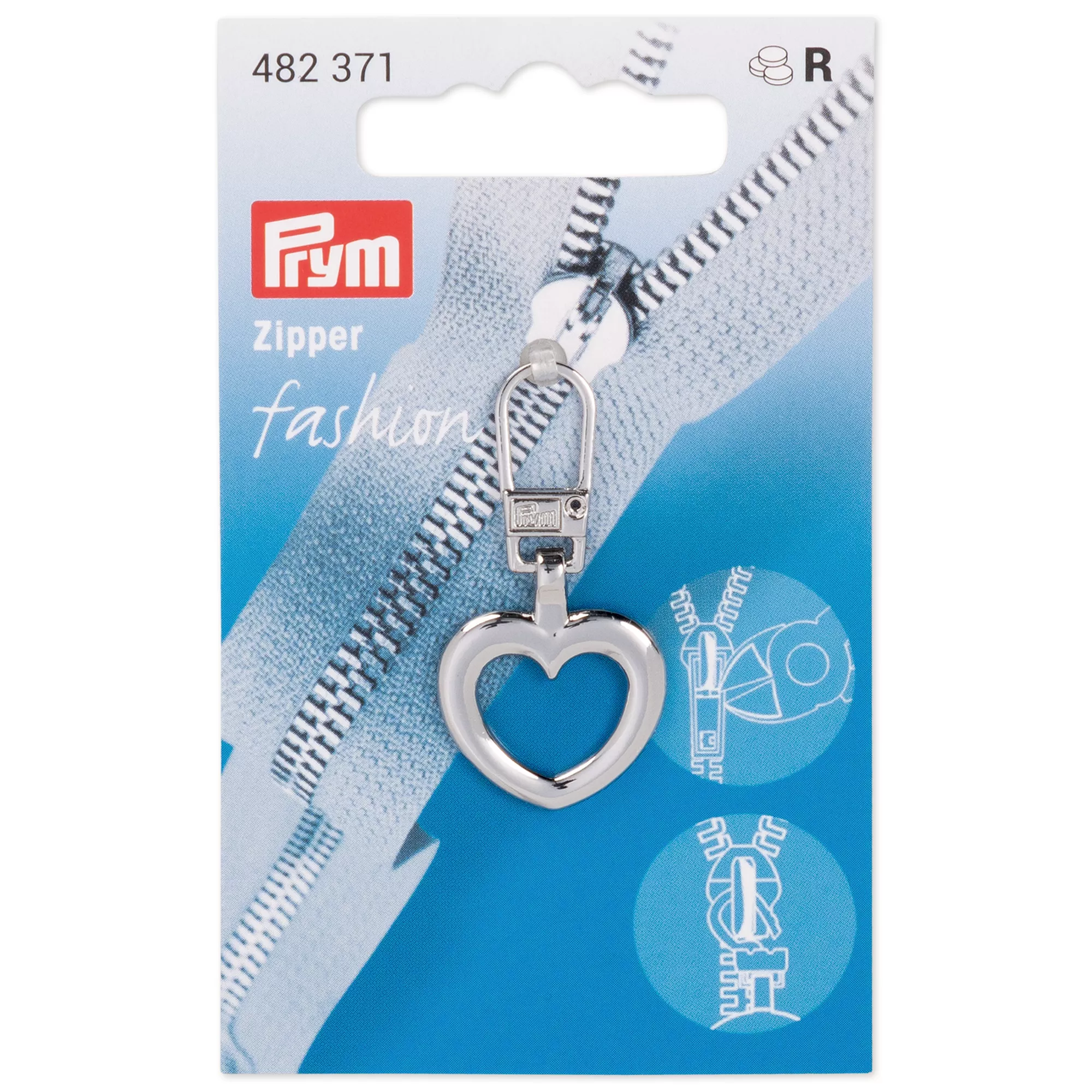 Zip puller heart silver-coloured