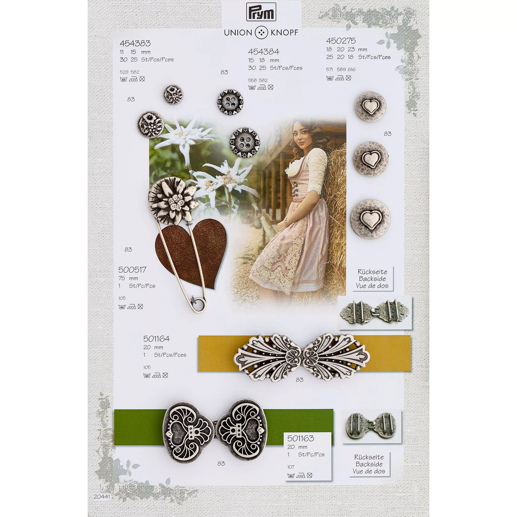 Boucle pour tablier, Folklore, 20mm, argent vieilli