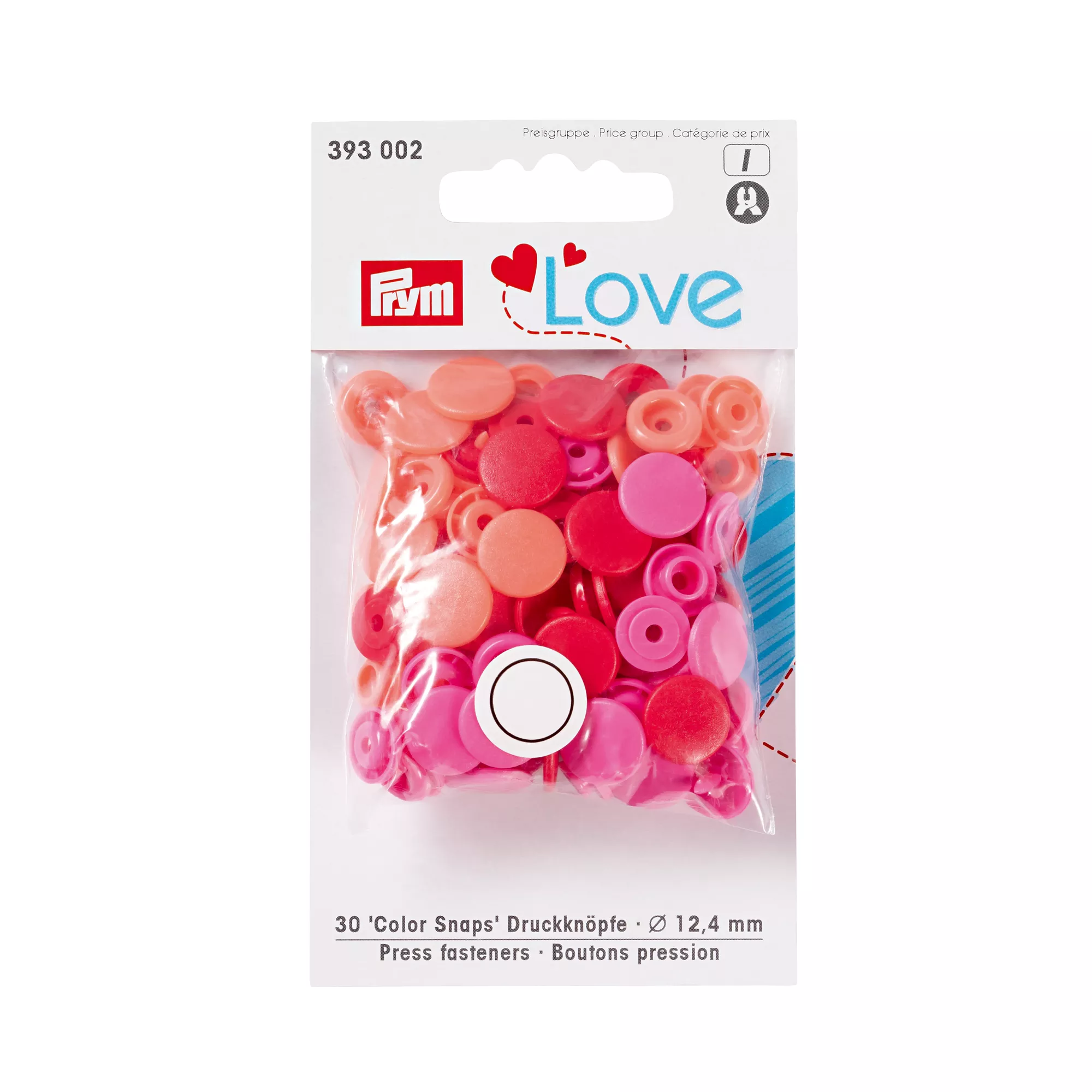 Color snap fastener, Prym Love, 12.4 mm, red