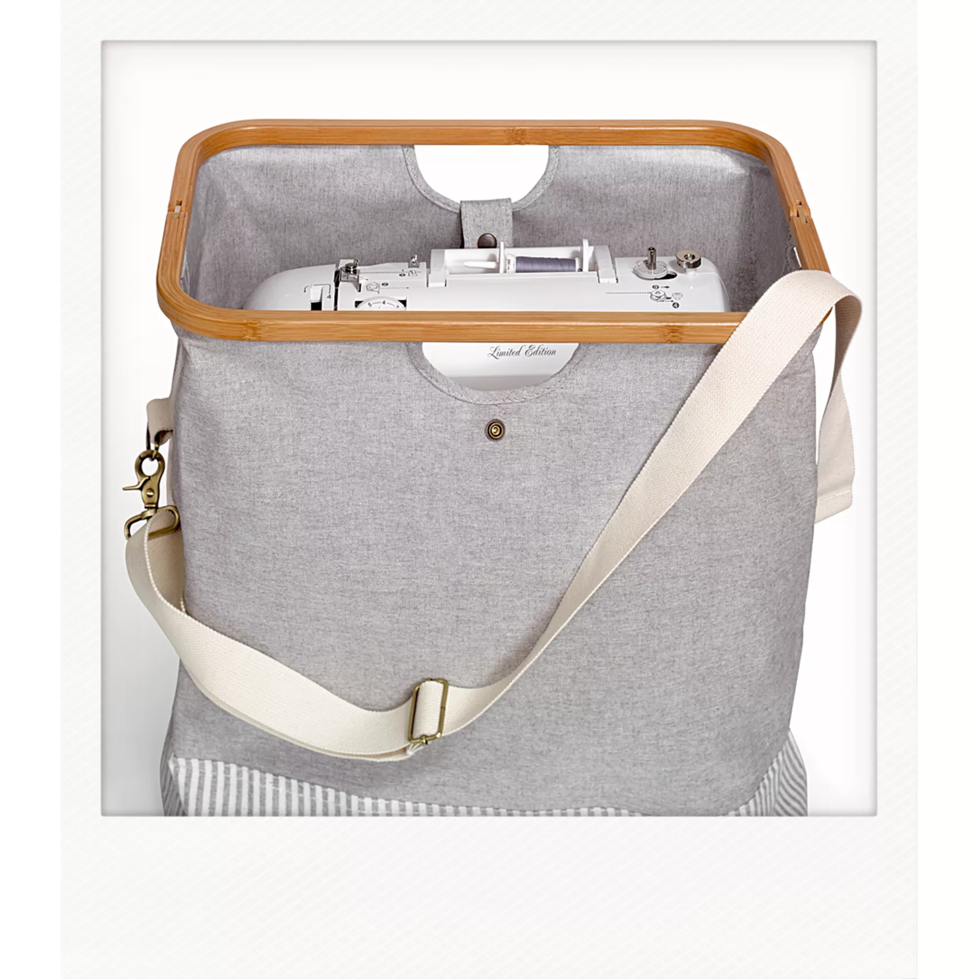 Store & Travel bag, canvas & bamboo M in grey