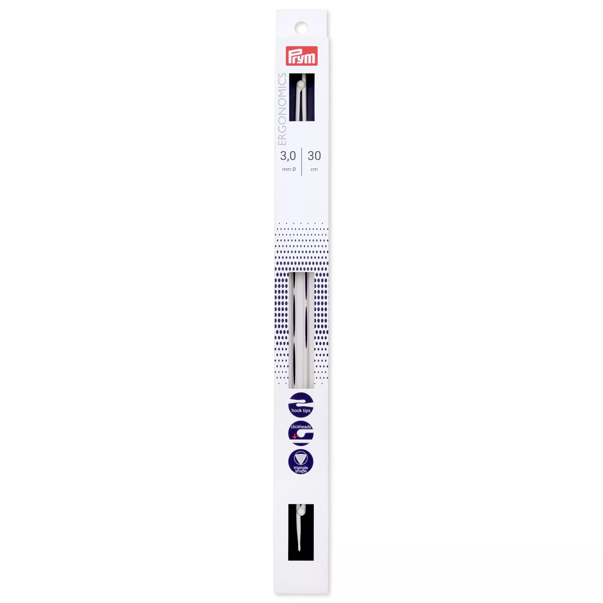 Single-pointed knitting needles prym.ergonomics, 30cm, 3.00mm