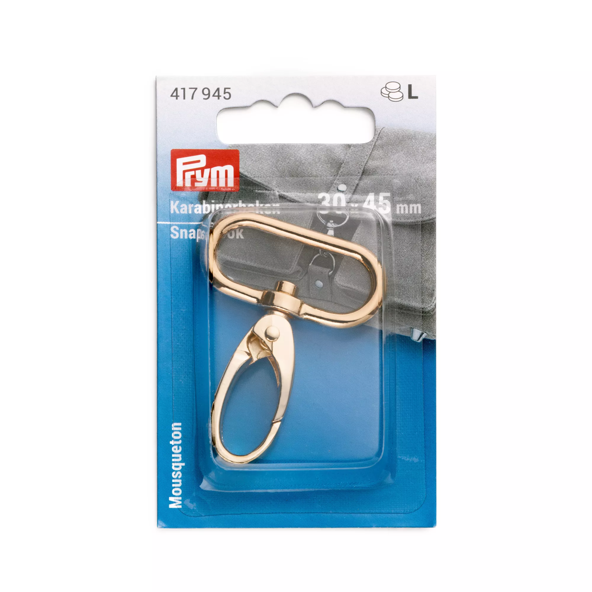 Snap hook 30 x 45mm, new gold