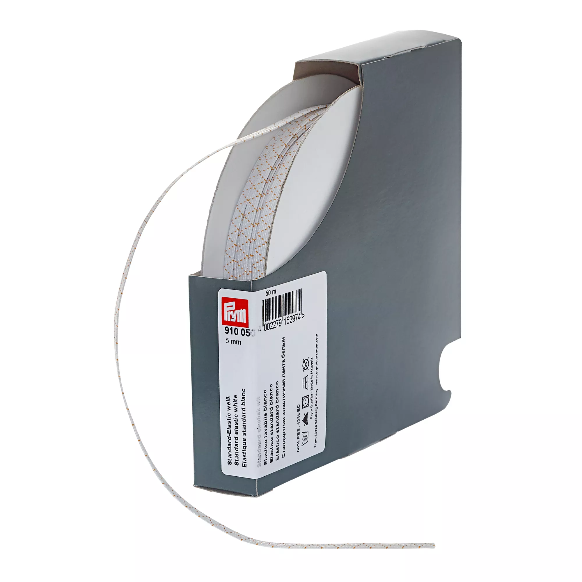 Standard elastic, 5mm, white, 50m