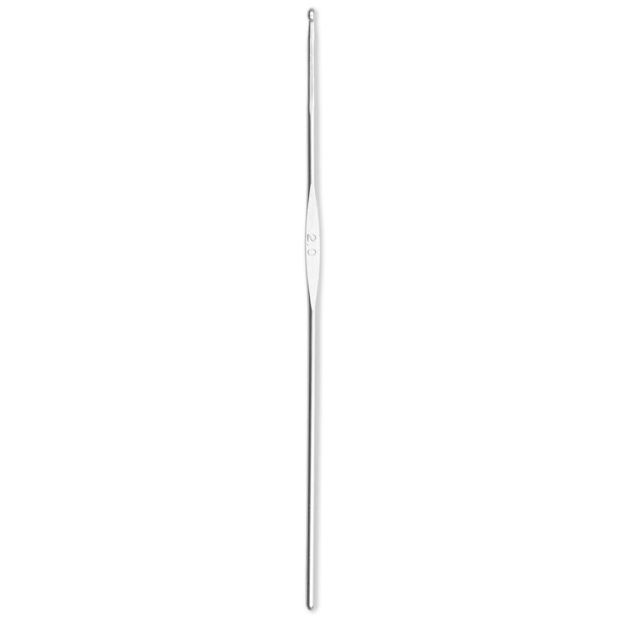 Ganchillo para lana sin mango, 14cm, 2,00mm, plateado