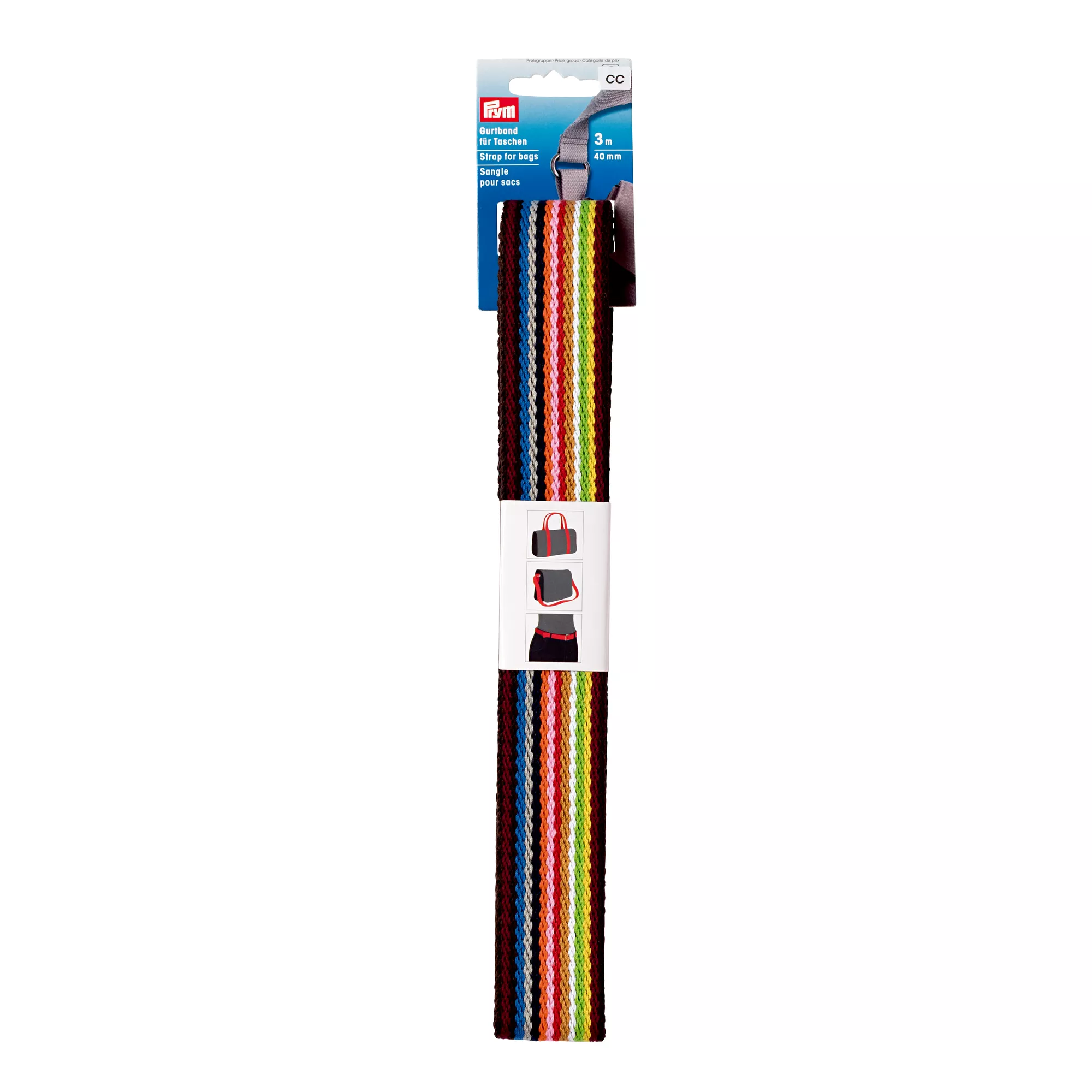 Belt webbing for bags, 40mm, multi-coloured