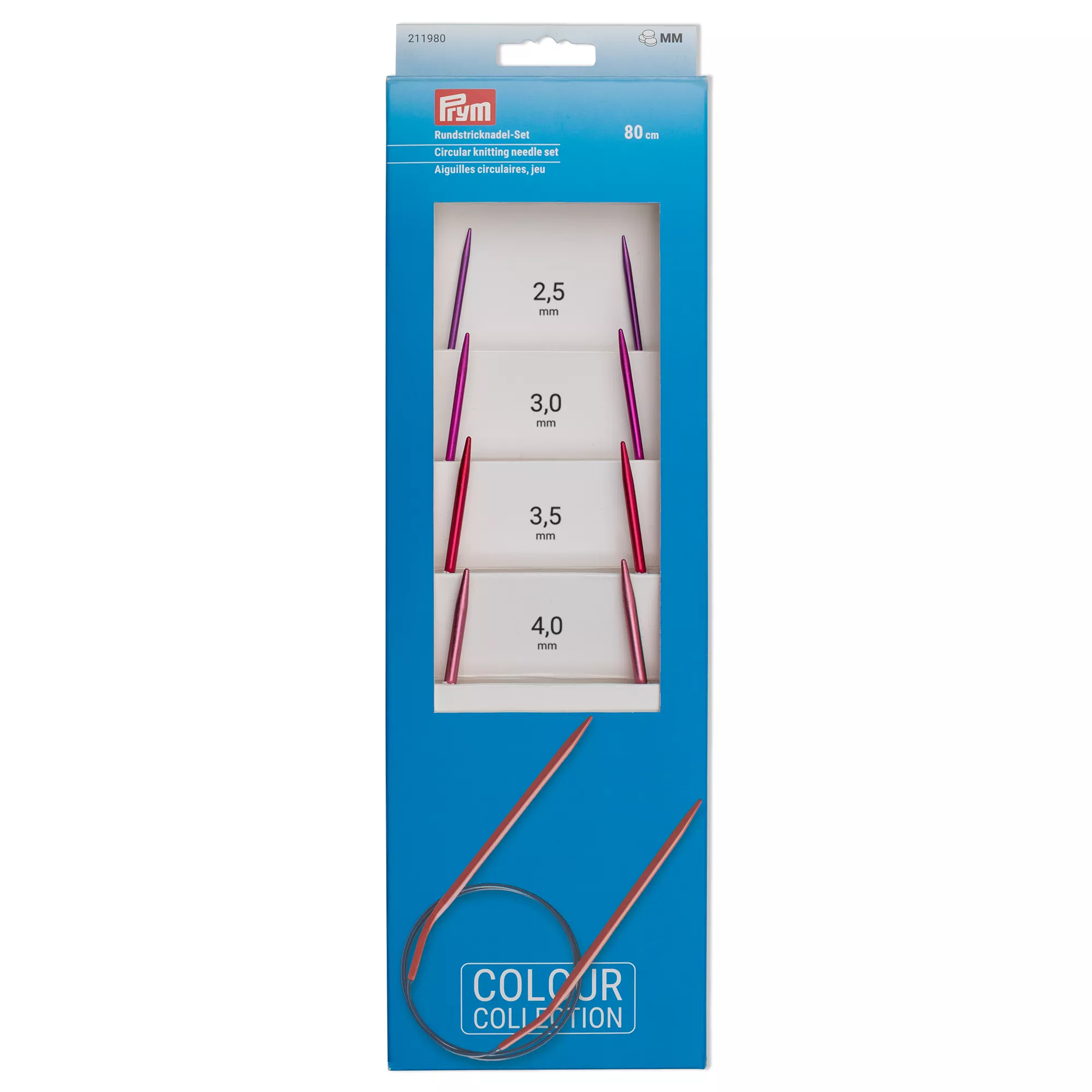 Circular knitting needle Set ALU, coloured 2.5-4.0mm/80cm