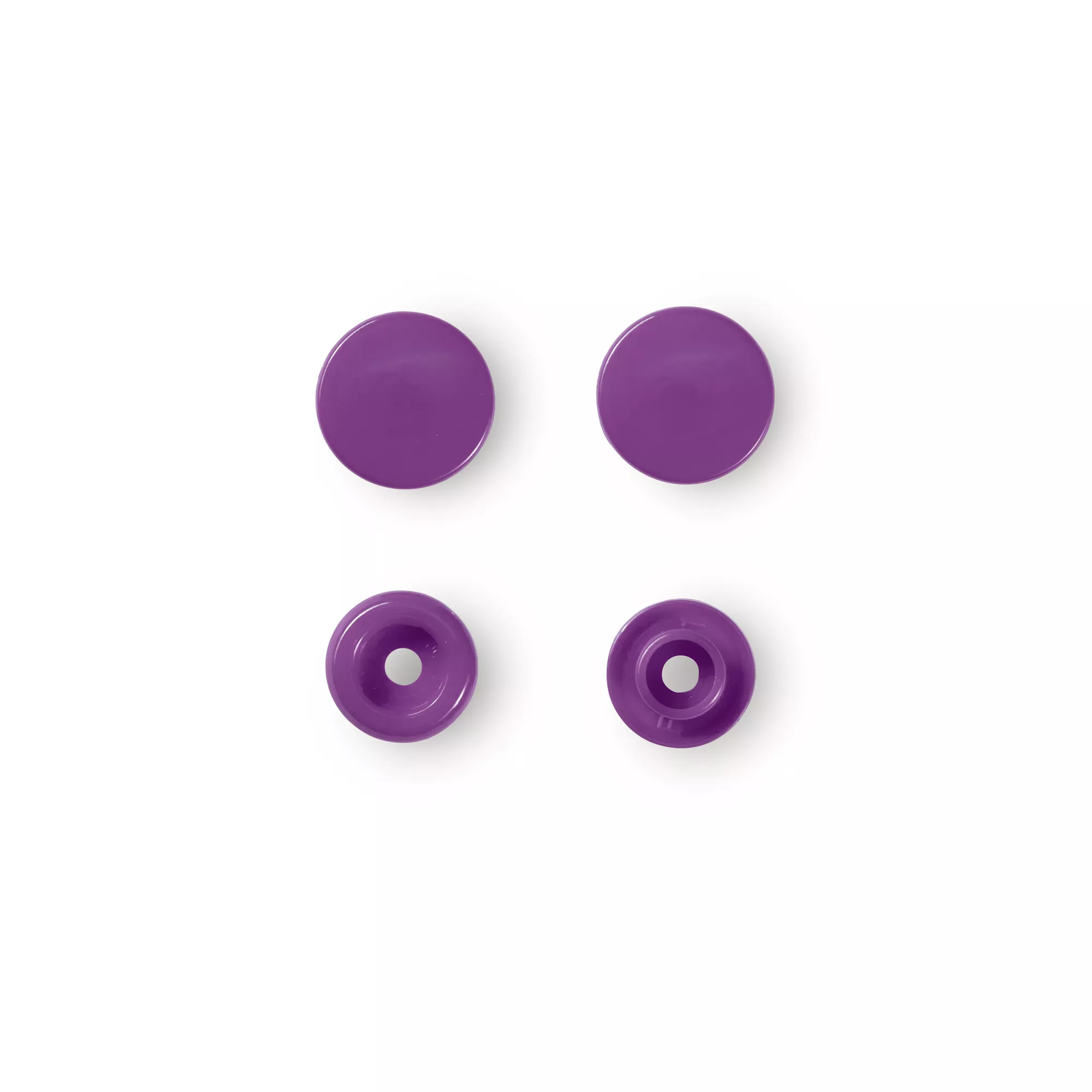 Non-sew press fasteners, Colour Snaps, round, 12.4mm, purple