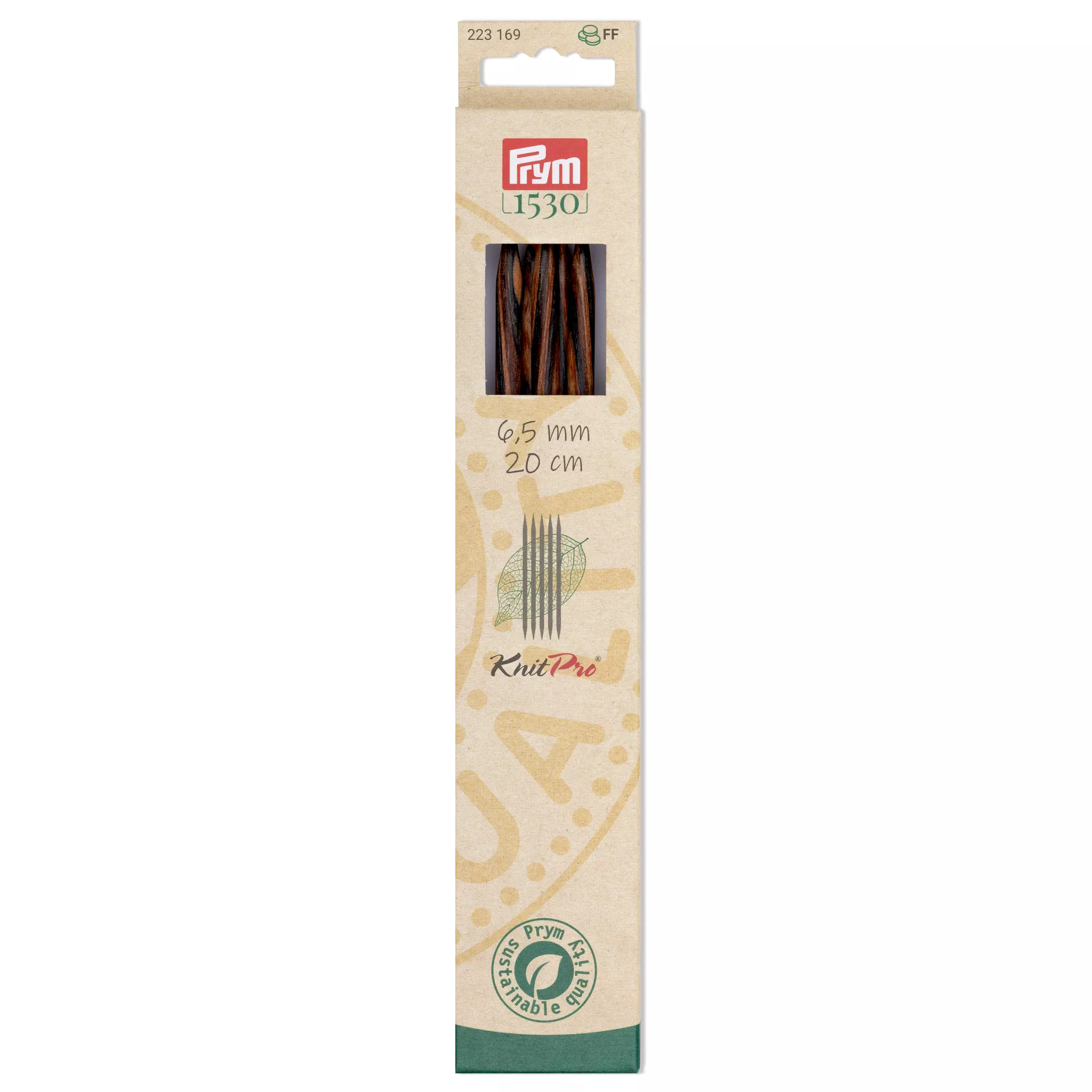 Double-pointed knitting needles, Natural, 20cm, 6.50mm