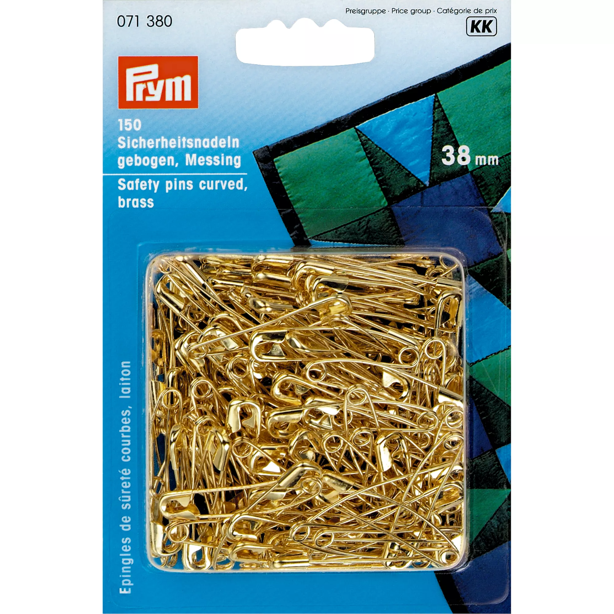Sicherheitsnadeln gebogen, Nr.2, 38mm, goldfarbig