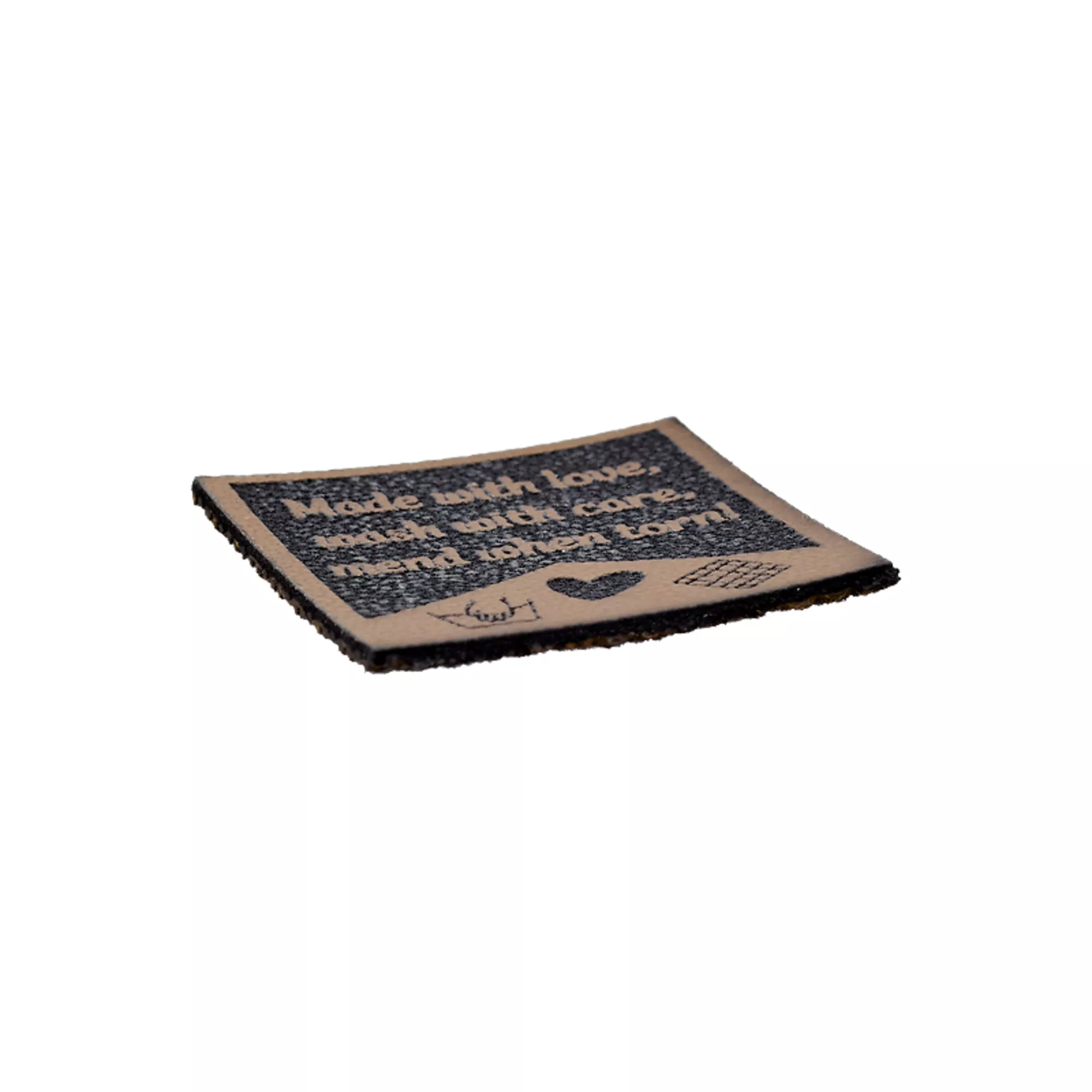Elemento decorativo de cuero, reciclada, 'made with love', 20mm, beige