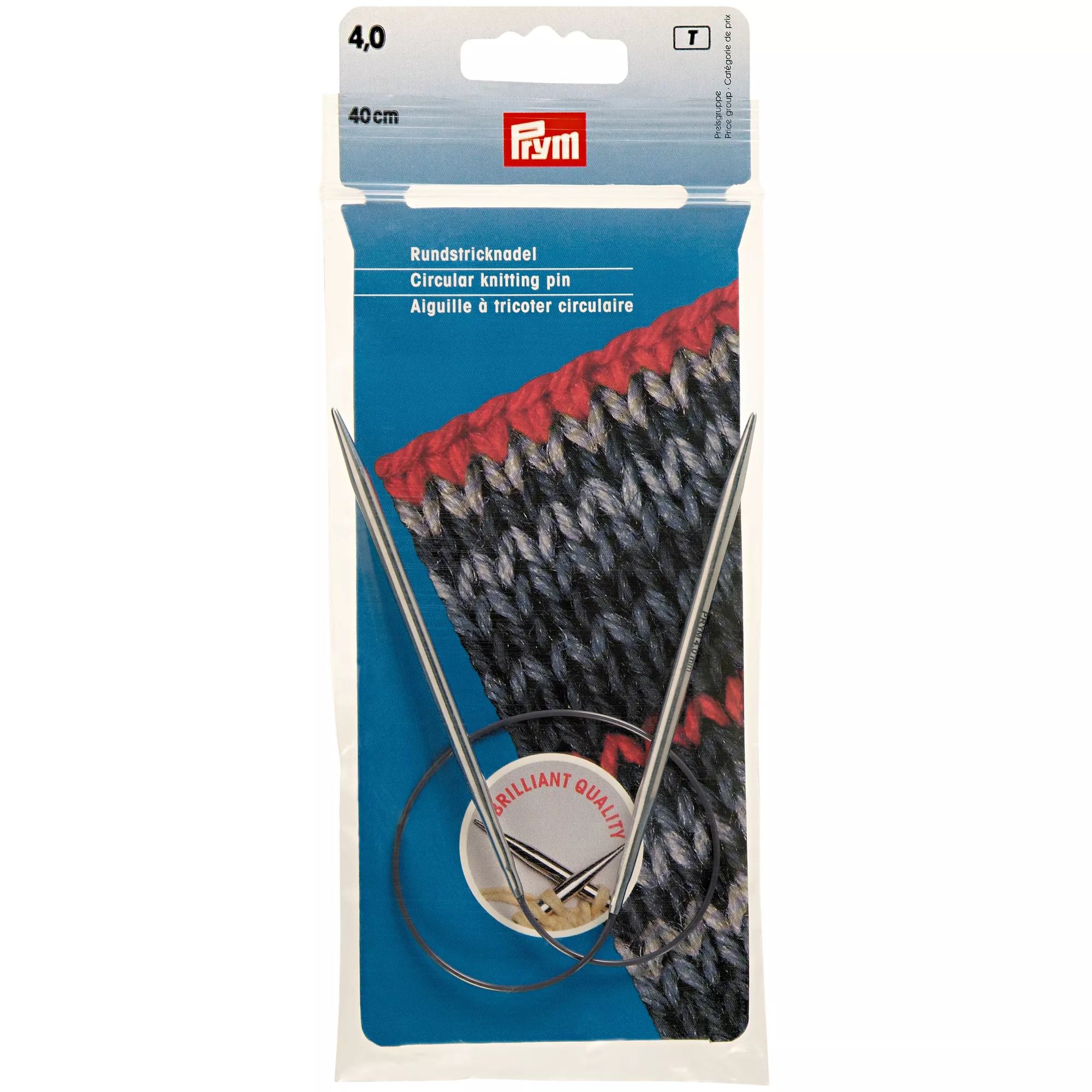 Circular knitting needles, 40cm, 4.00mm, silver-coloured