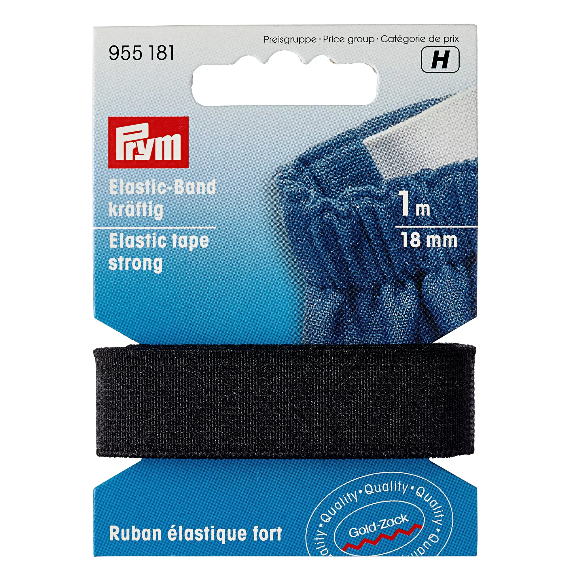Elastic tape, strong, 18mm, black, 1m