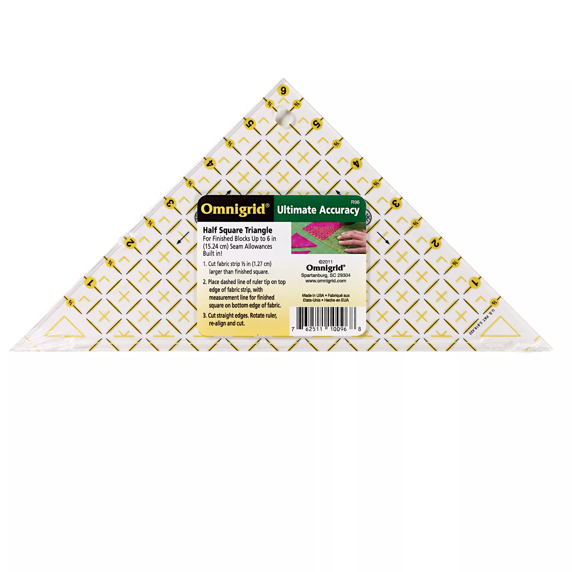 Triangle patchwork, pour carrés-triangles ½, jusqu’à 6pouces