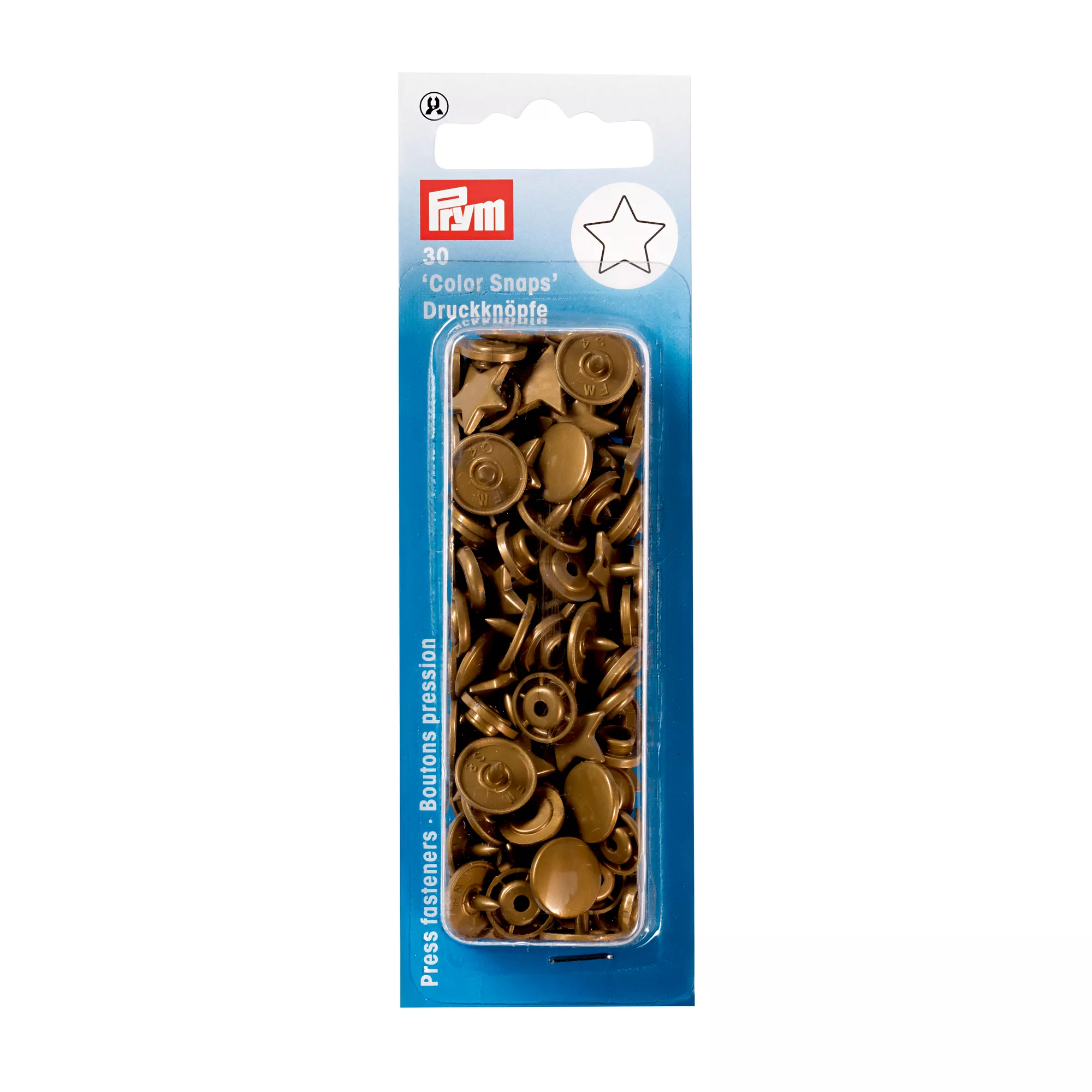 Non-sew press fasteners, Colour Snaps, Star, gold