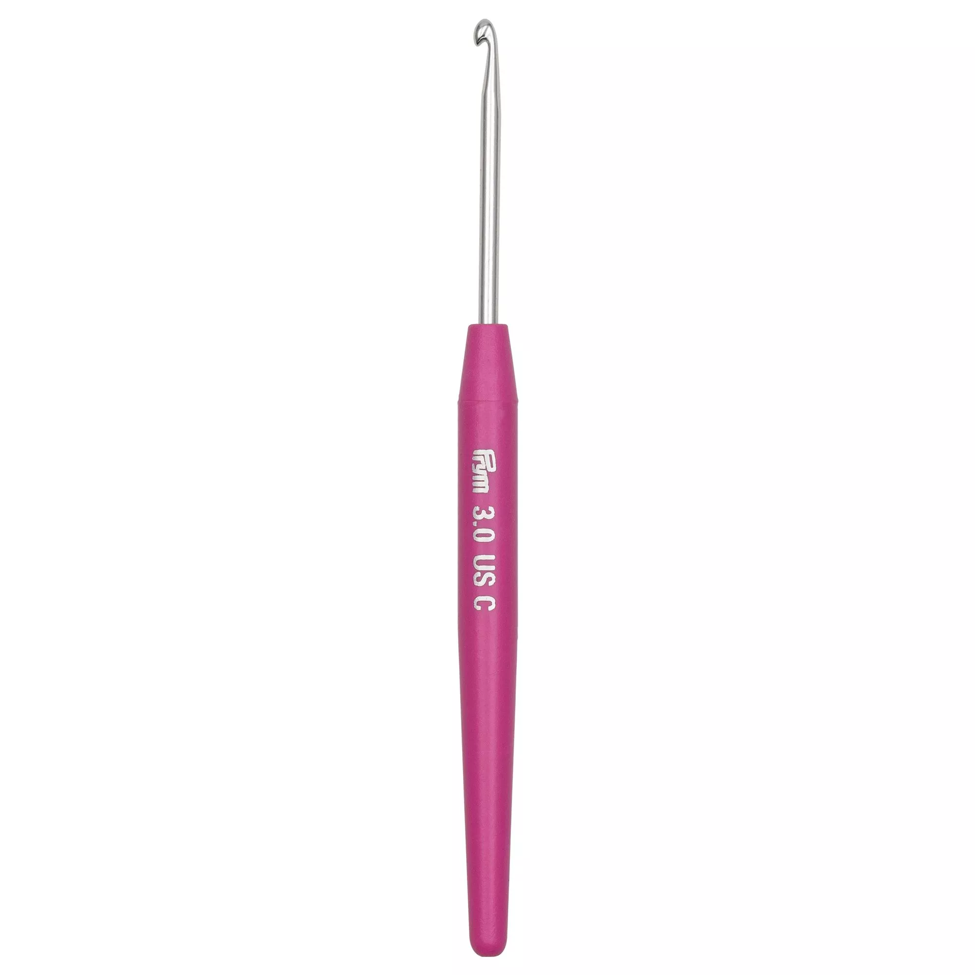 Soft-grip wool crochet hook, 14cm, 3.00mm, silver-coloured