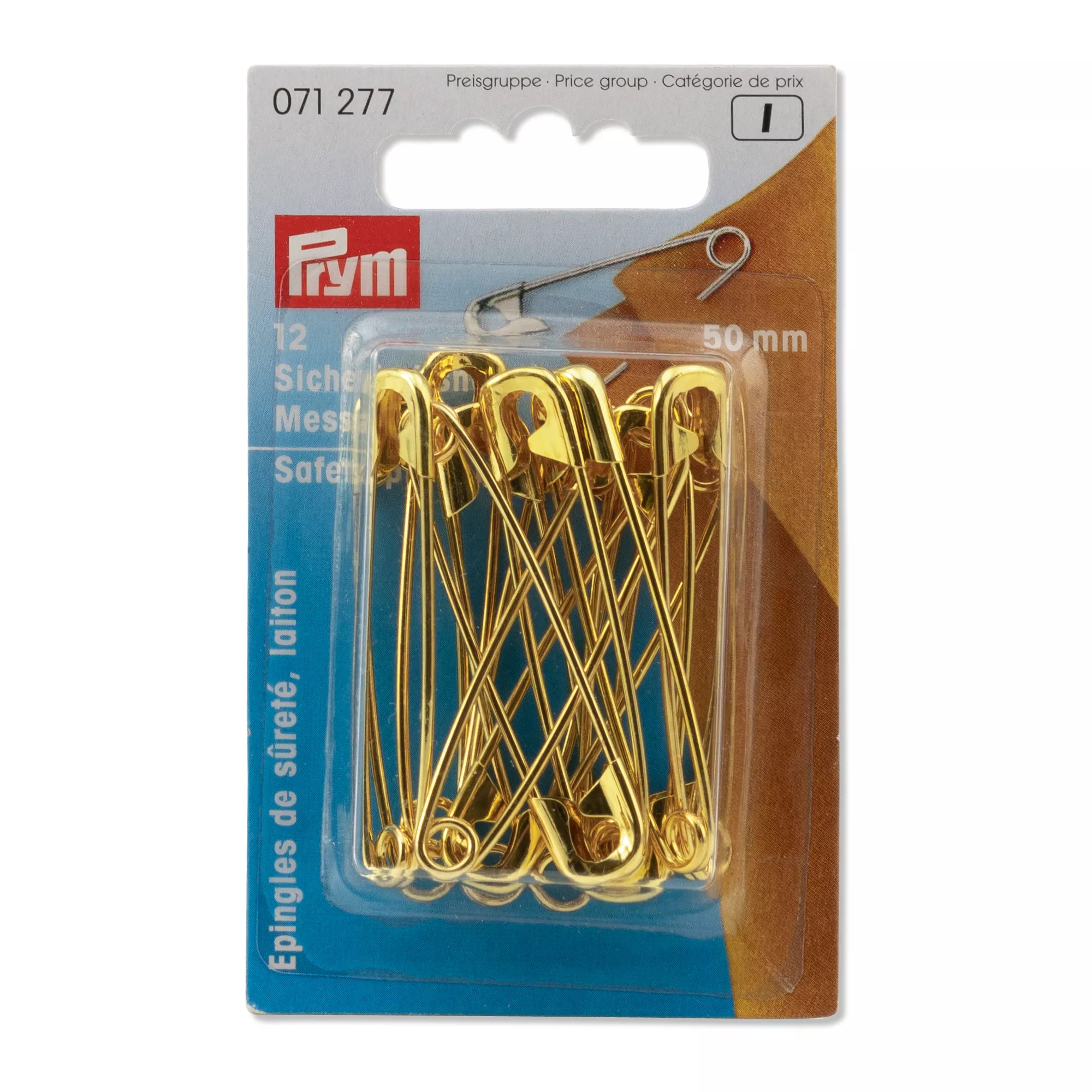 Safety pins, No. 3, 50mm, gold-coloured