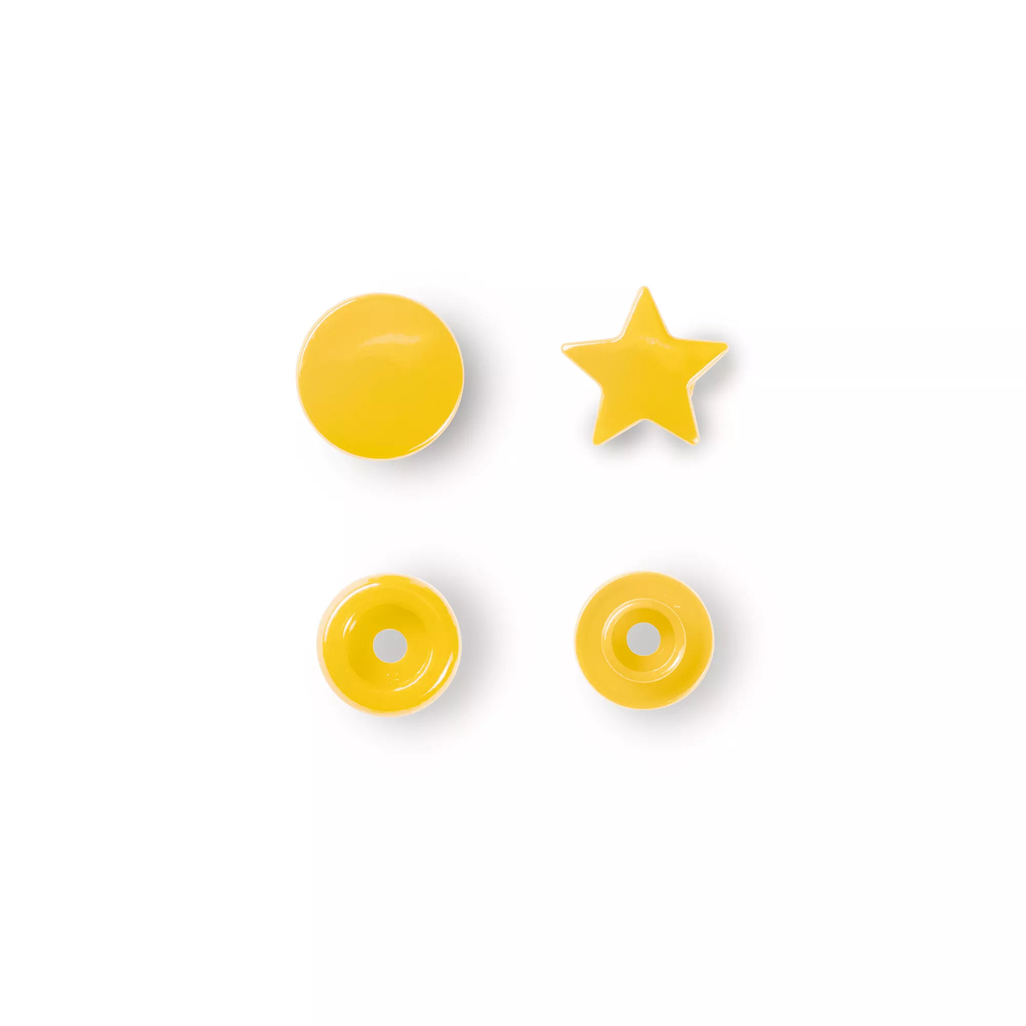Non-sew press fasteners, Colour Snaps, Star, yellow