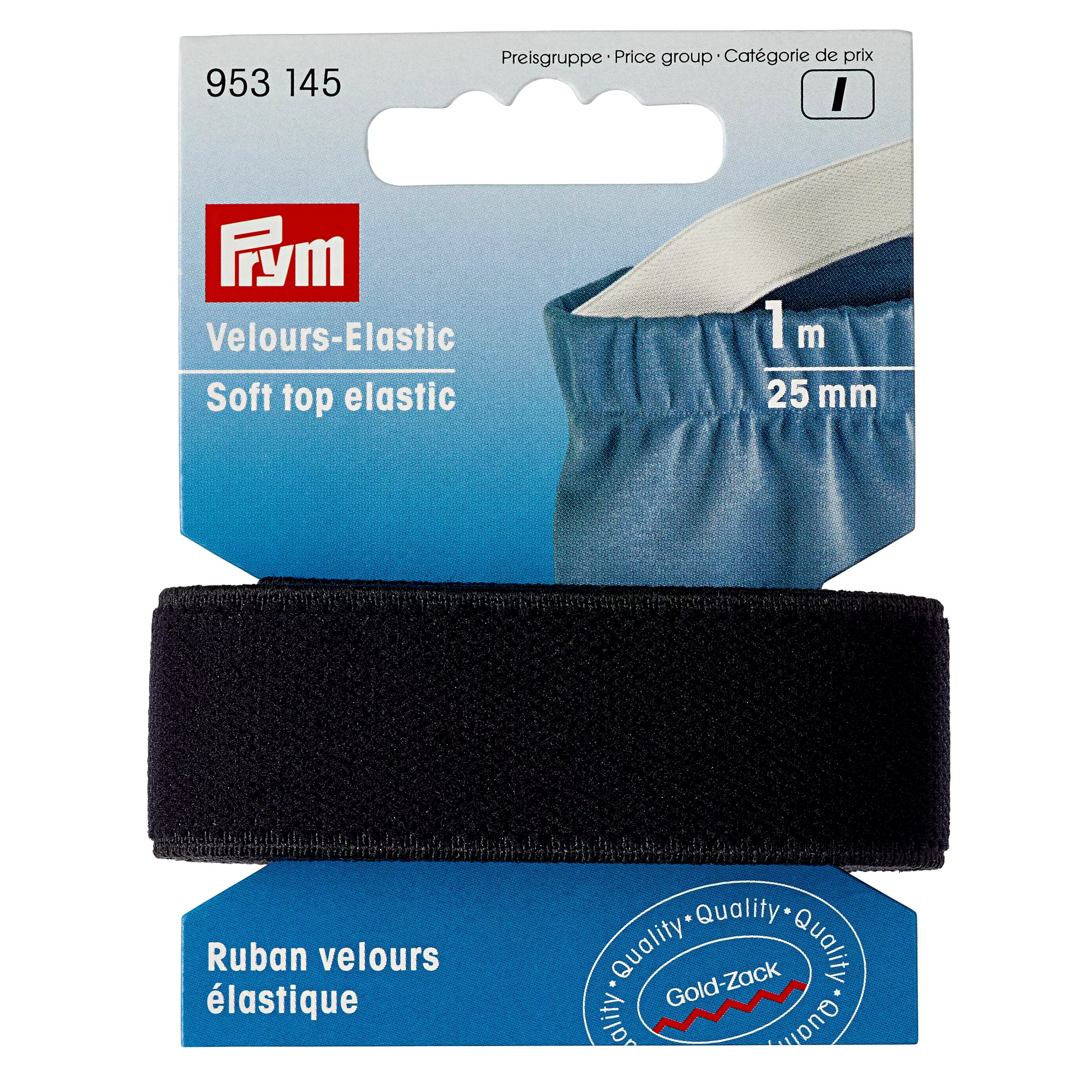 Elastico vellutato, 25mm, nero, 1m