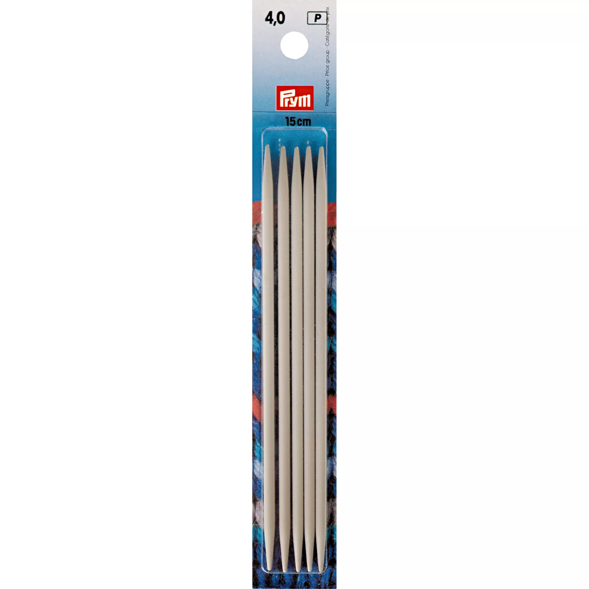 Aiguilles à tricoter à 2 pointes, 15cm, 4,00mm, gris perle