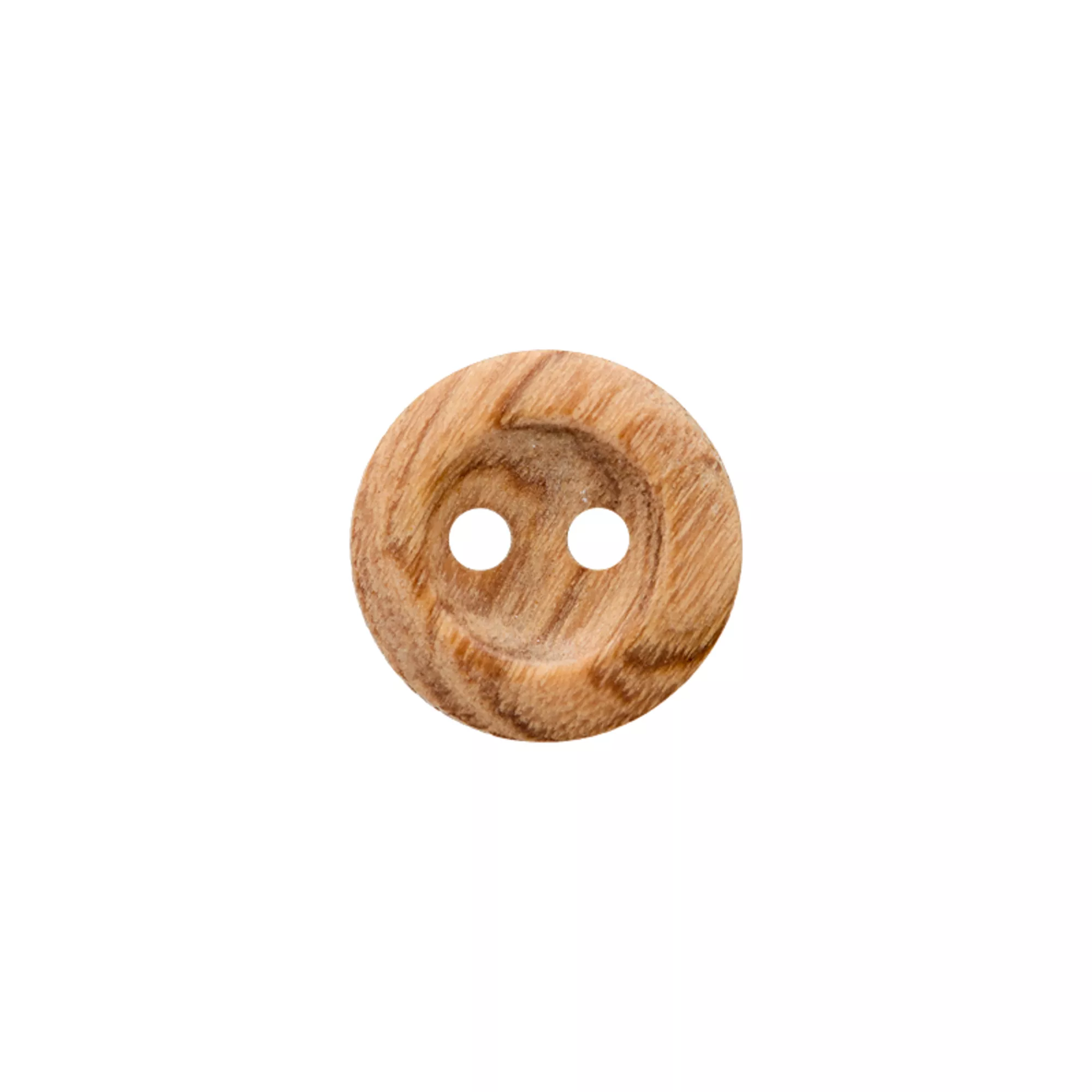 Bouton corne 2-trous, bord large, 9mm, beige