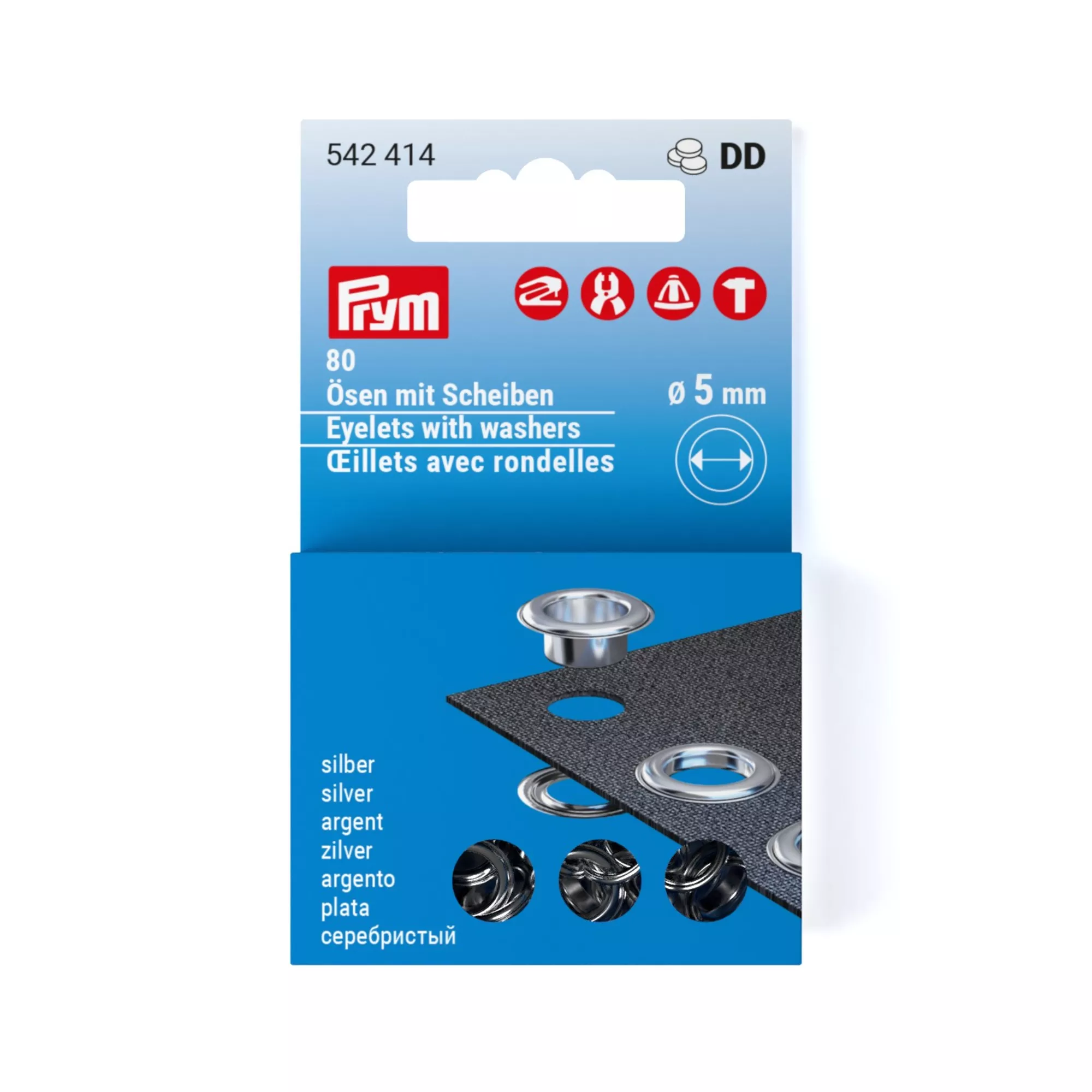 Eyelets with washers refill, 5 mm, silver-coloured