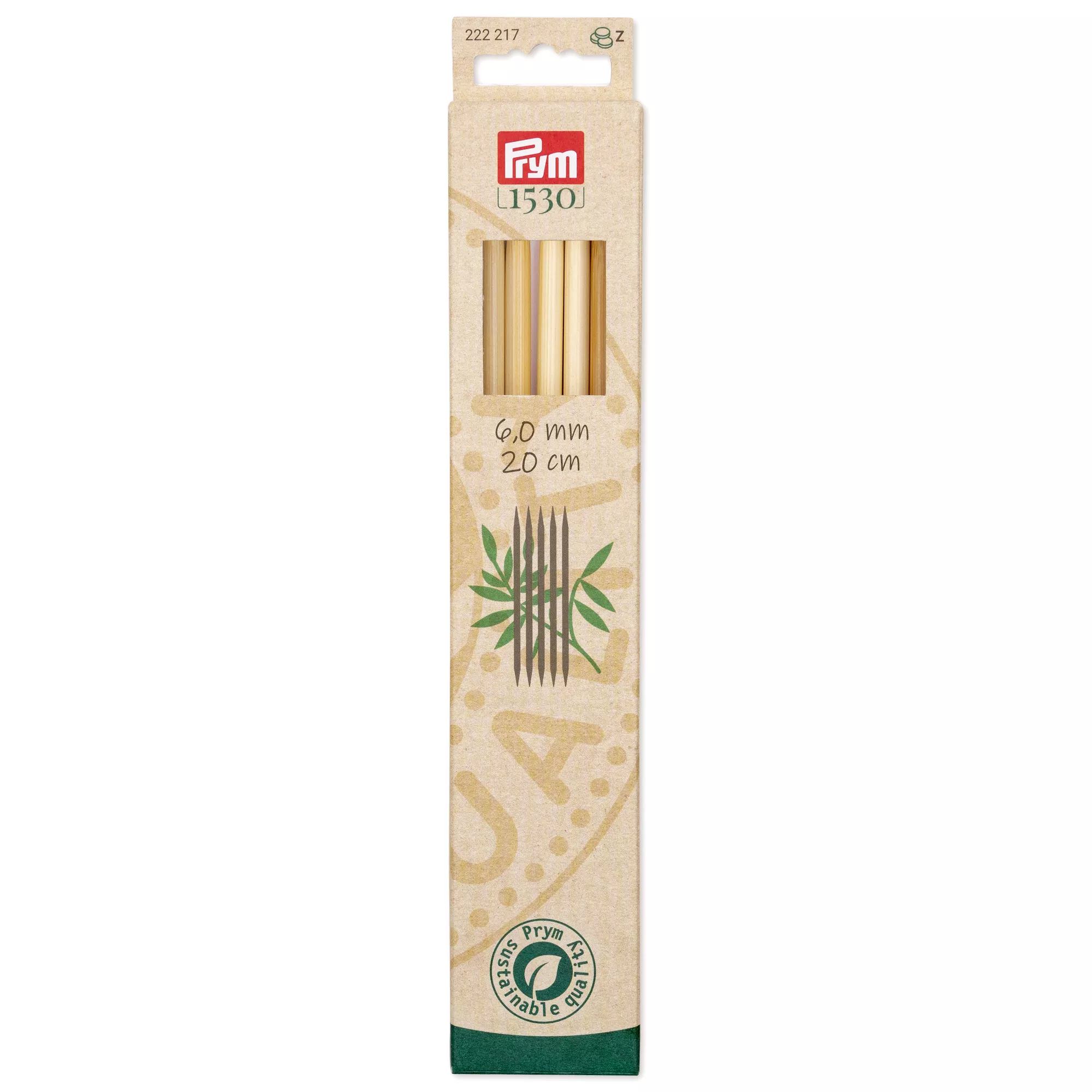 Agujas de calcetar Prym 1530, Bambú, 6,0mm, 20cm