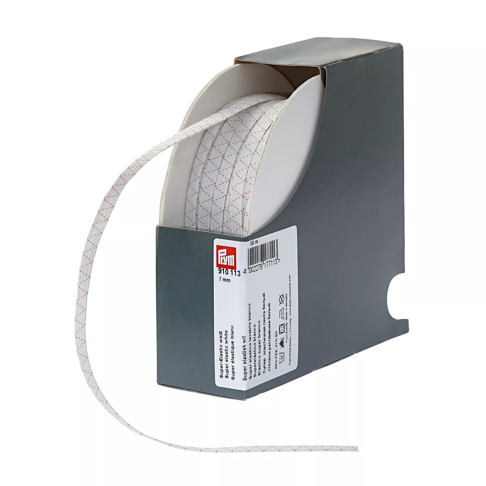 Super elastico lavabile, 7mm, bianco, 50m
