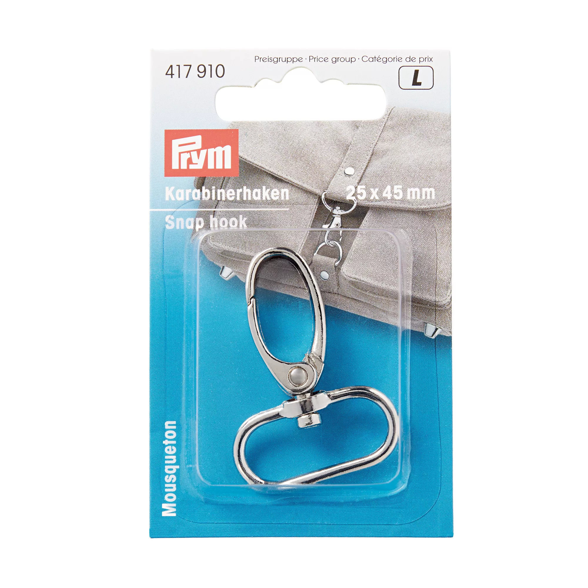 Snap hook 25mm, silver-coloured