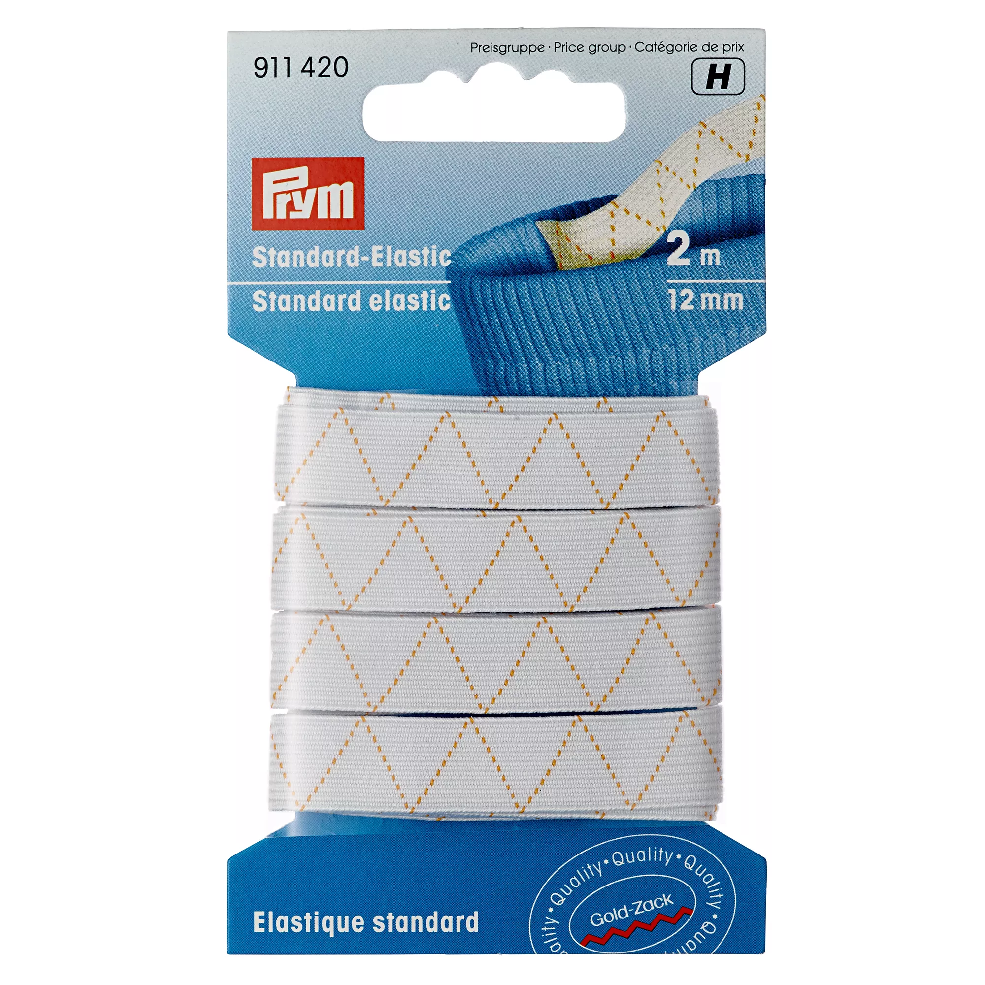 Élastique standard, 12mm, blanc, 2m